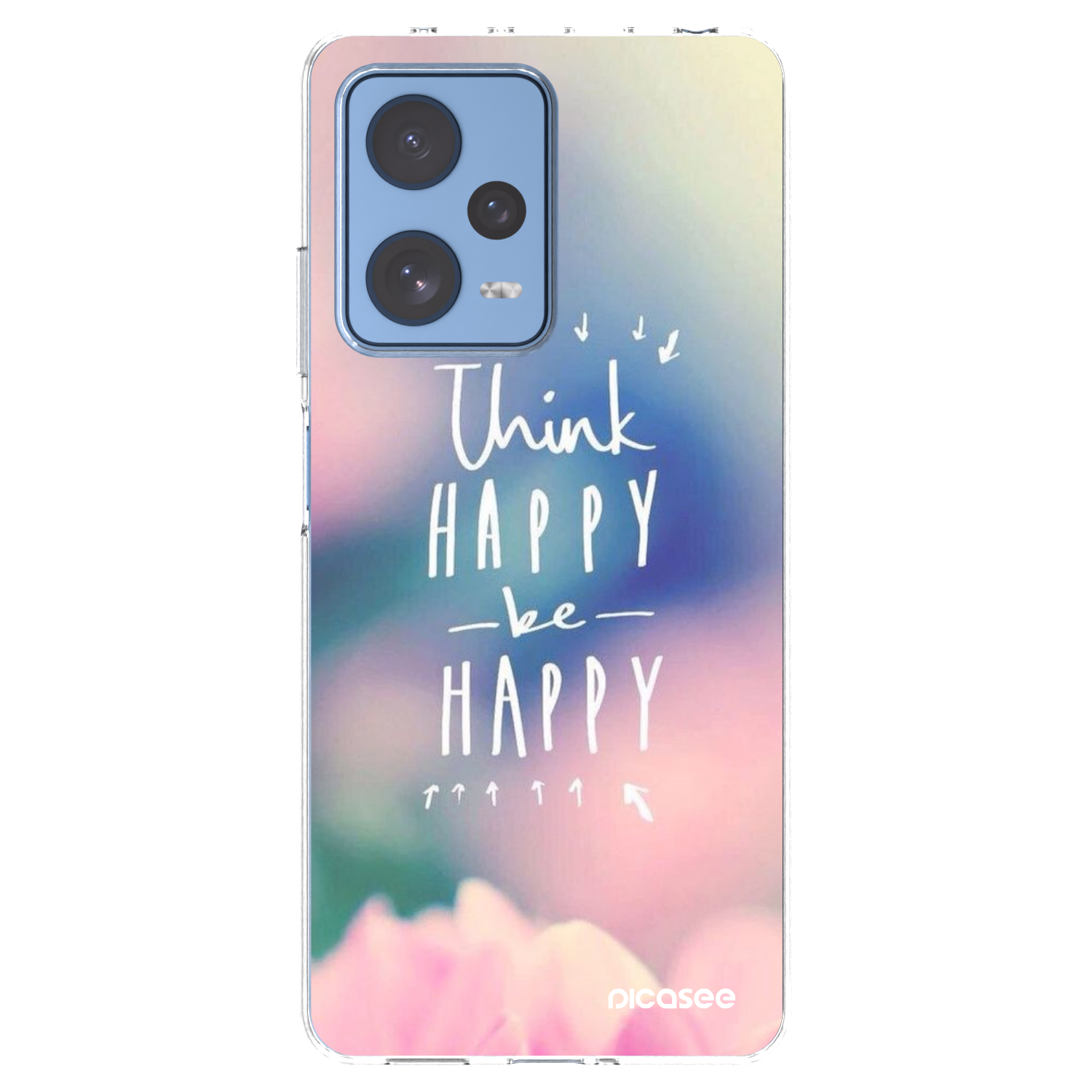 Picasee silikonowe przeźroczyste etui na Xiaomi Redmi Note 12 Pro 5G - Think happy be happy