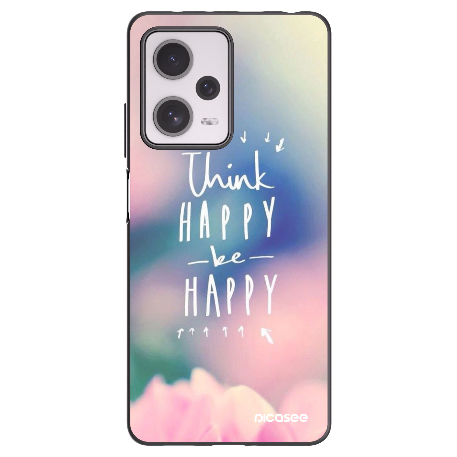 Picasee silikonowe czarne etui na Xiaomi Redmi Note 12 Pro+ 5G - Think happy be happy
