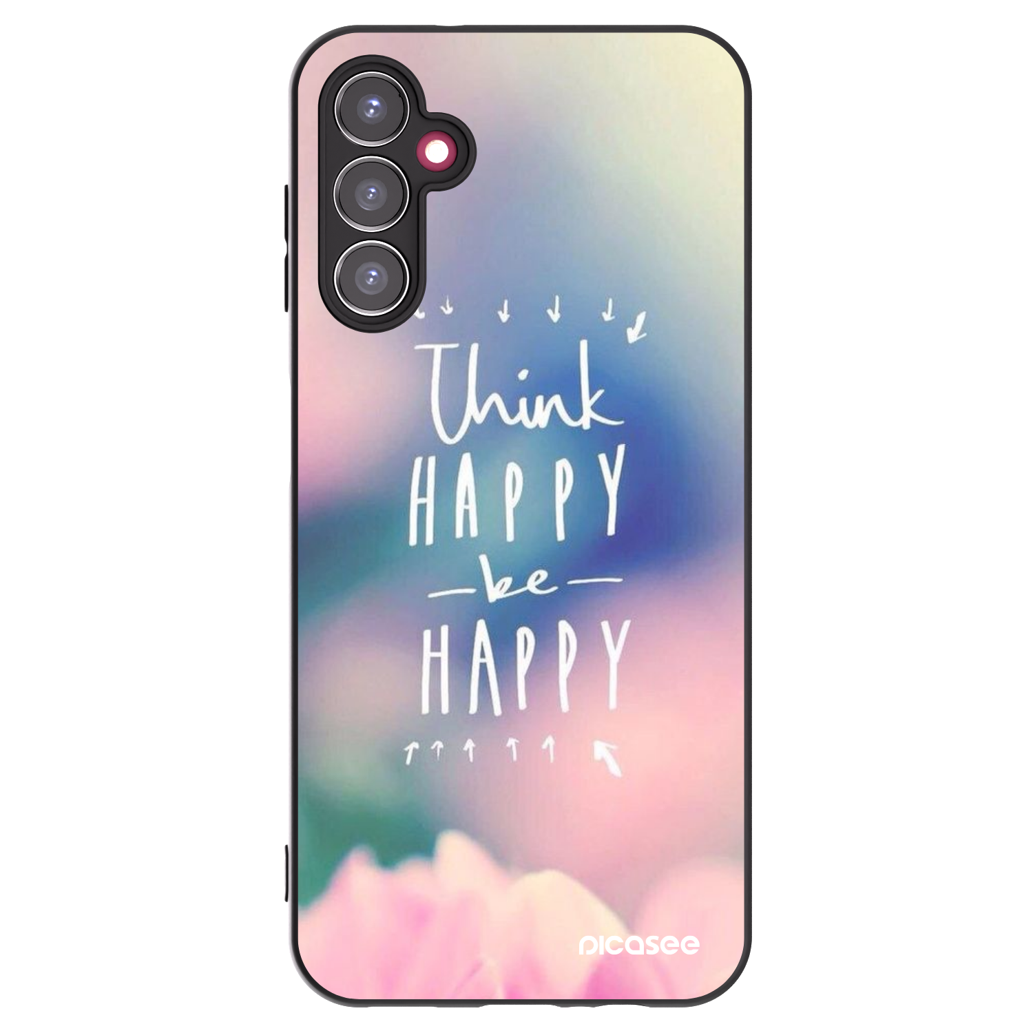 Picasee silikonowe czarne etui na Samsung Galaxy A14 5G A146P - Think happy be happy