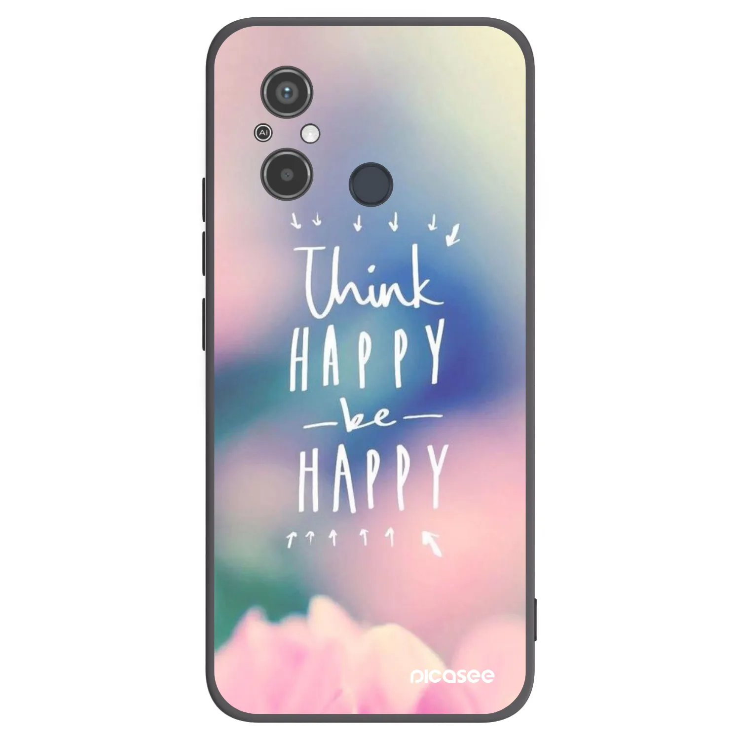 Picasee silikonowe czarne etui na Xiaomi Redmi 12C - Think happy be happy