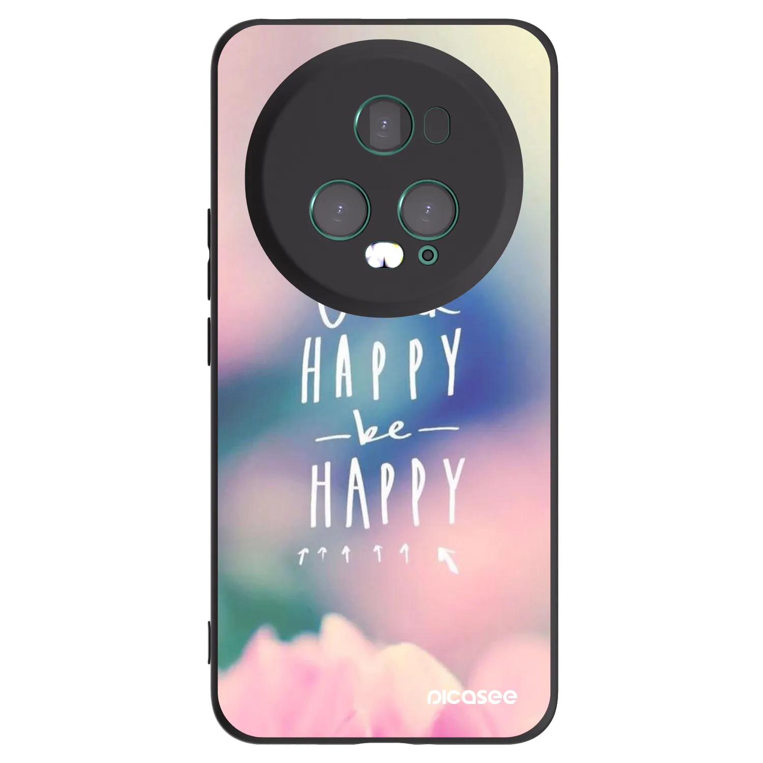 Picasee silikonowe czarne etui na Honor Magic5 Pro - Think happy be happy