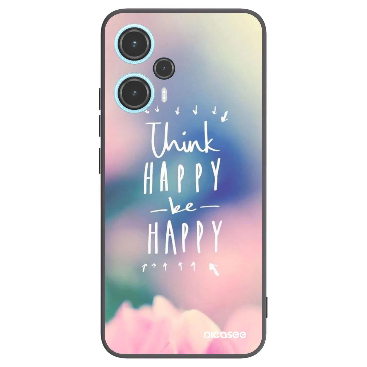 Picasee silikonowe czarne etui na Xiaomi Poco F5 - Think happy be happy