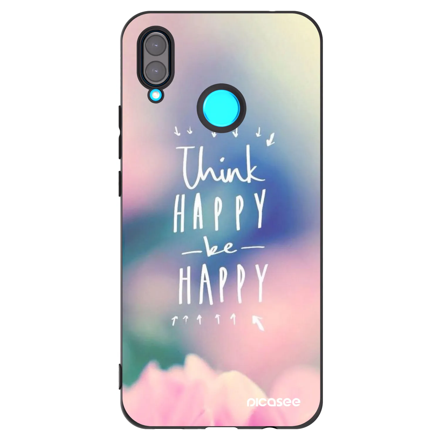 Picasee silikonowe czarne etui na Huawei Nova 3i - Think happy be happy
