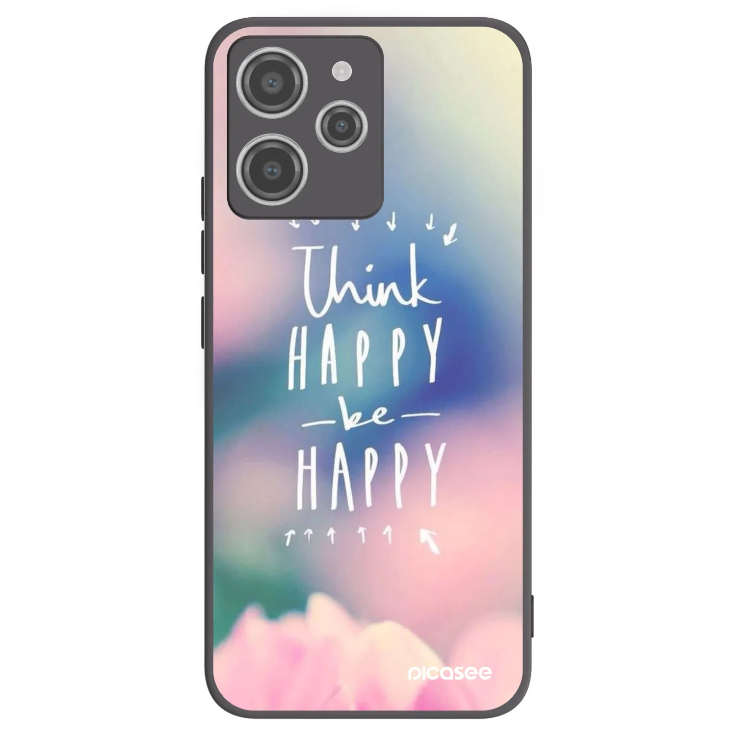 Picasee silikonowe czarne etui na Xiaomi Redmi 12 4G - Think happy be happy