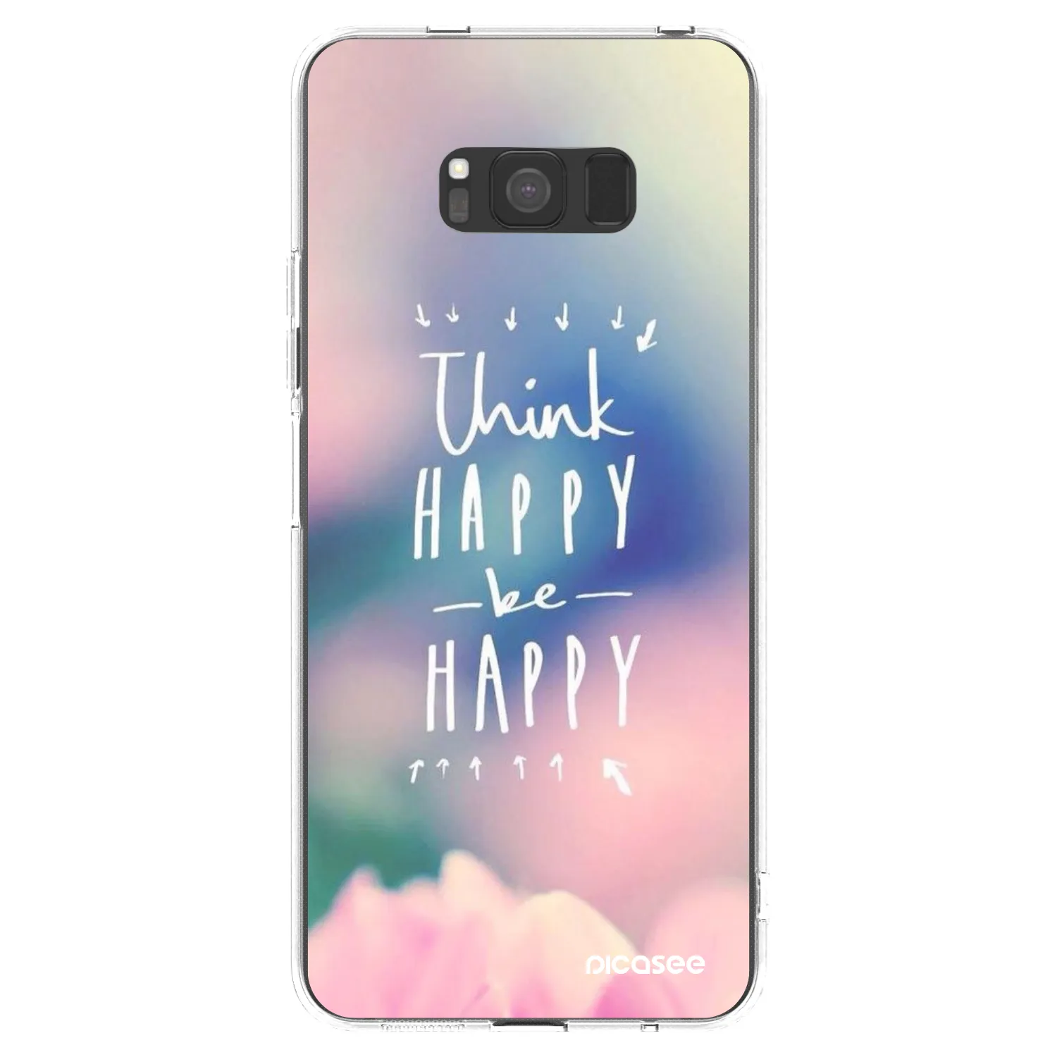 Picasee silikonowe przeźroczyste etui na Samsung Galaxy S8 G950F - Think happy be happy