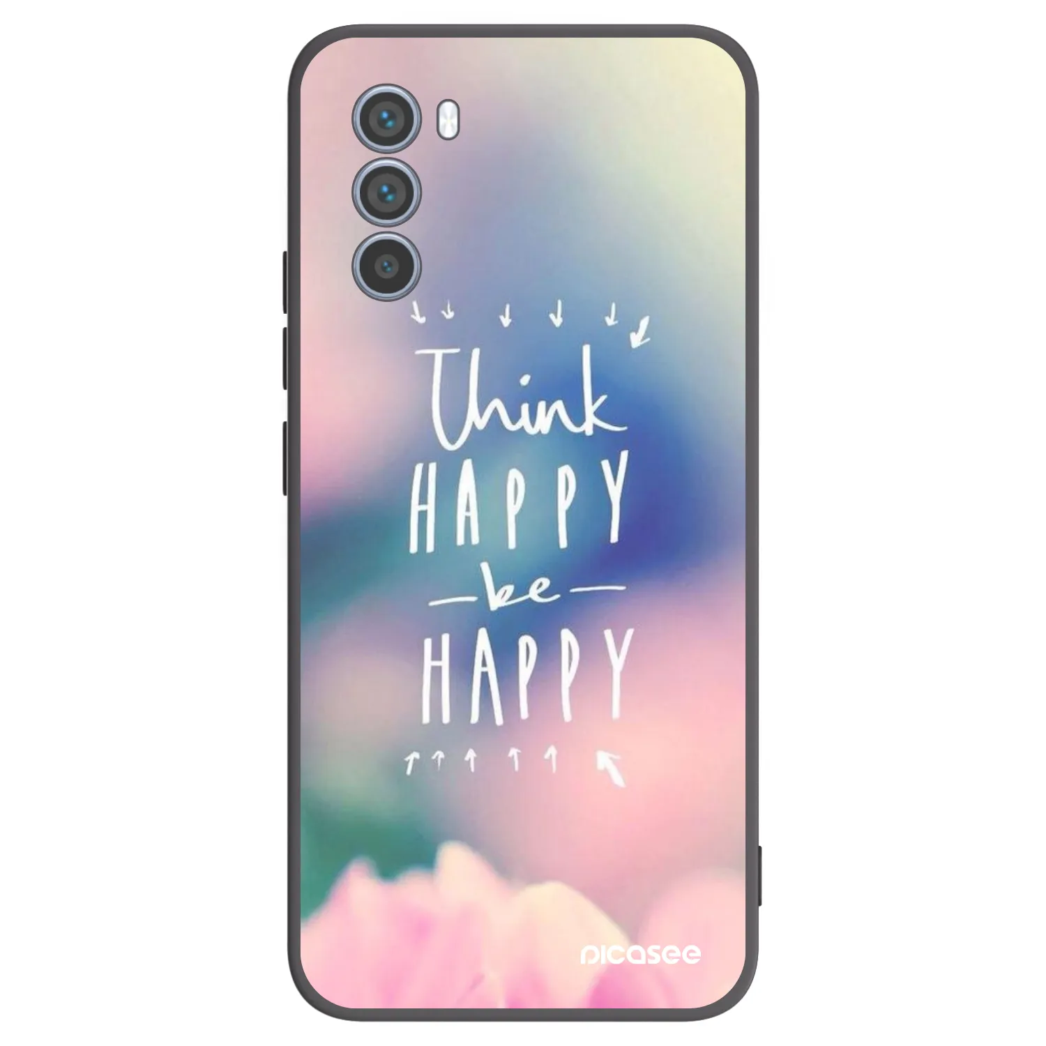 Picasee silikonowe czarne etui na Motorola Moto G62 - Think happy be happy