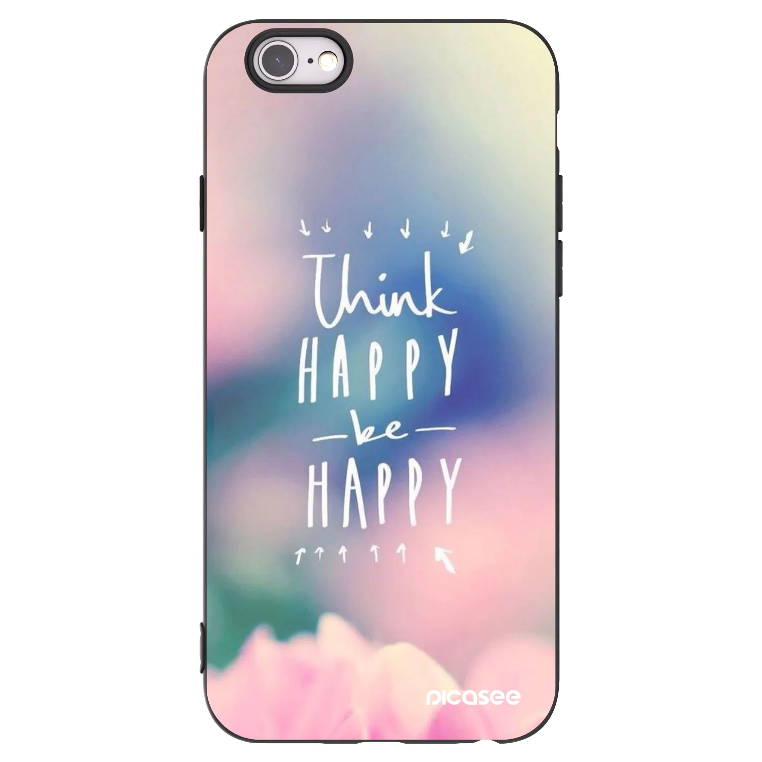 Picasee silikonowe czarne etui na Apple iPhone 6/6S - Think happy be happy