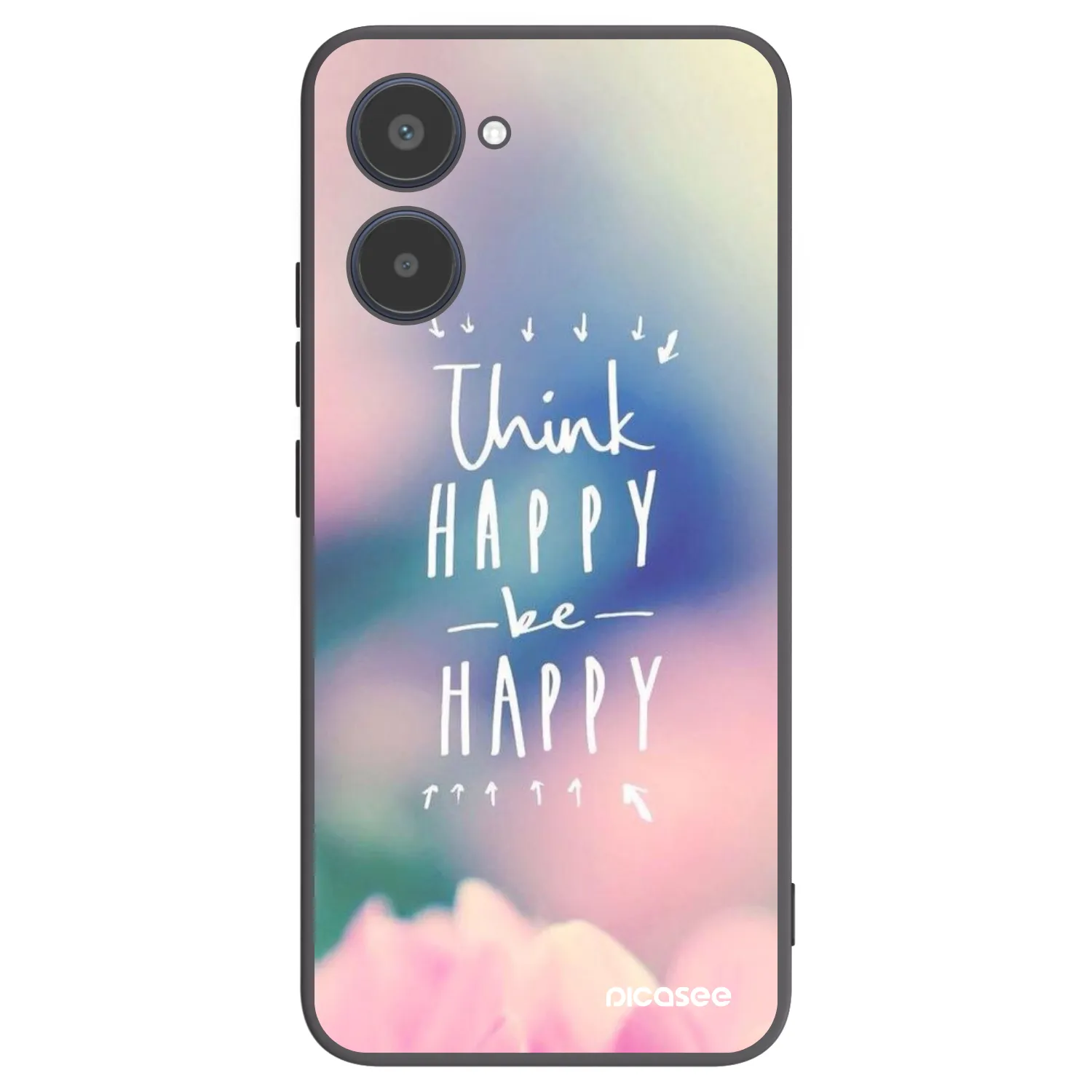 Picasee silikonowe czarne etui na Realme 10 4G - Think happy be happy
