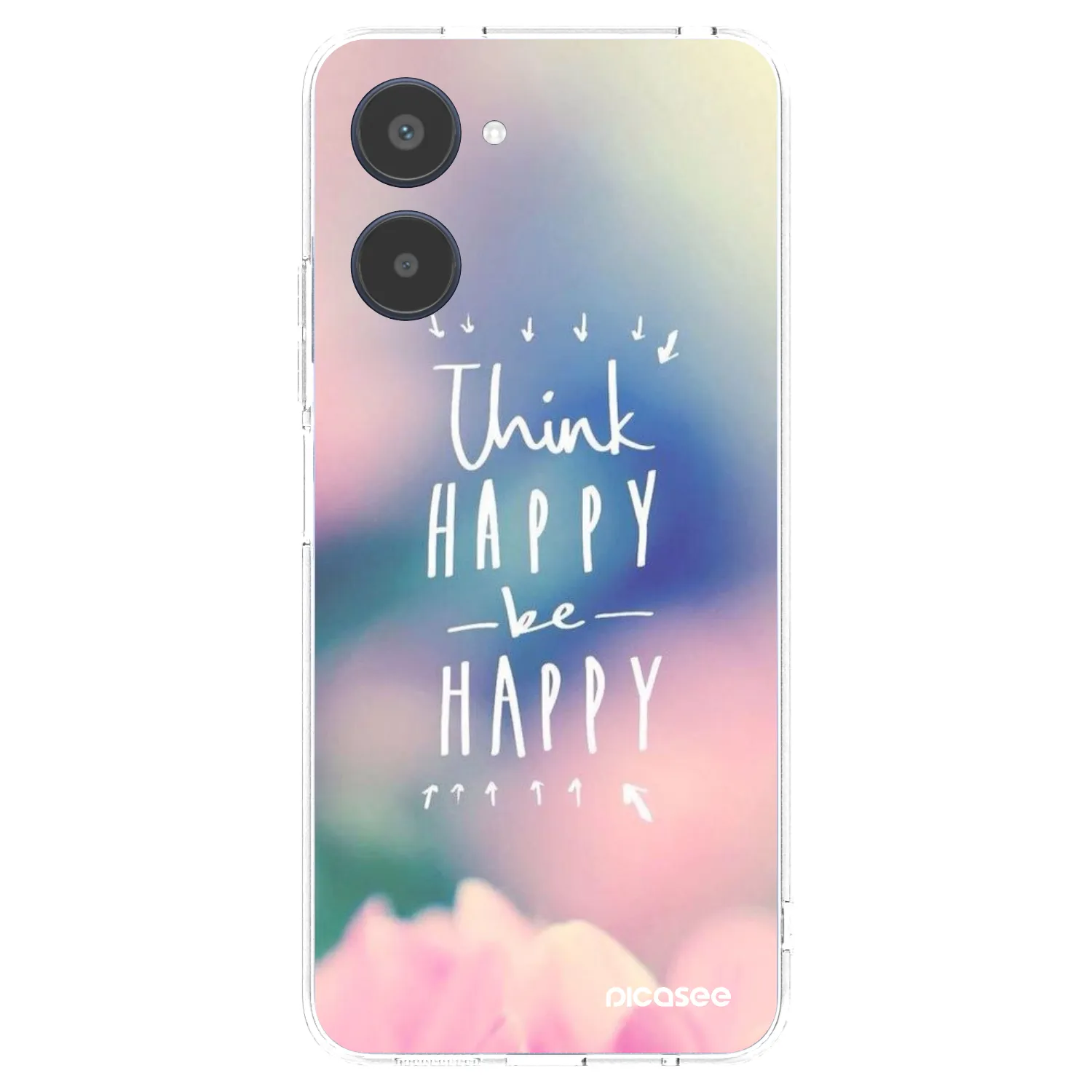 Picasee silikonowe przeźroczyste etui na Realme 10 4G - Think happy be happy