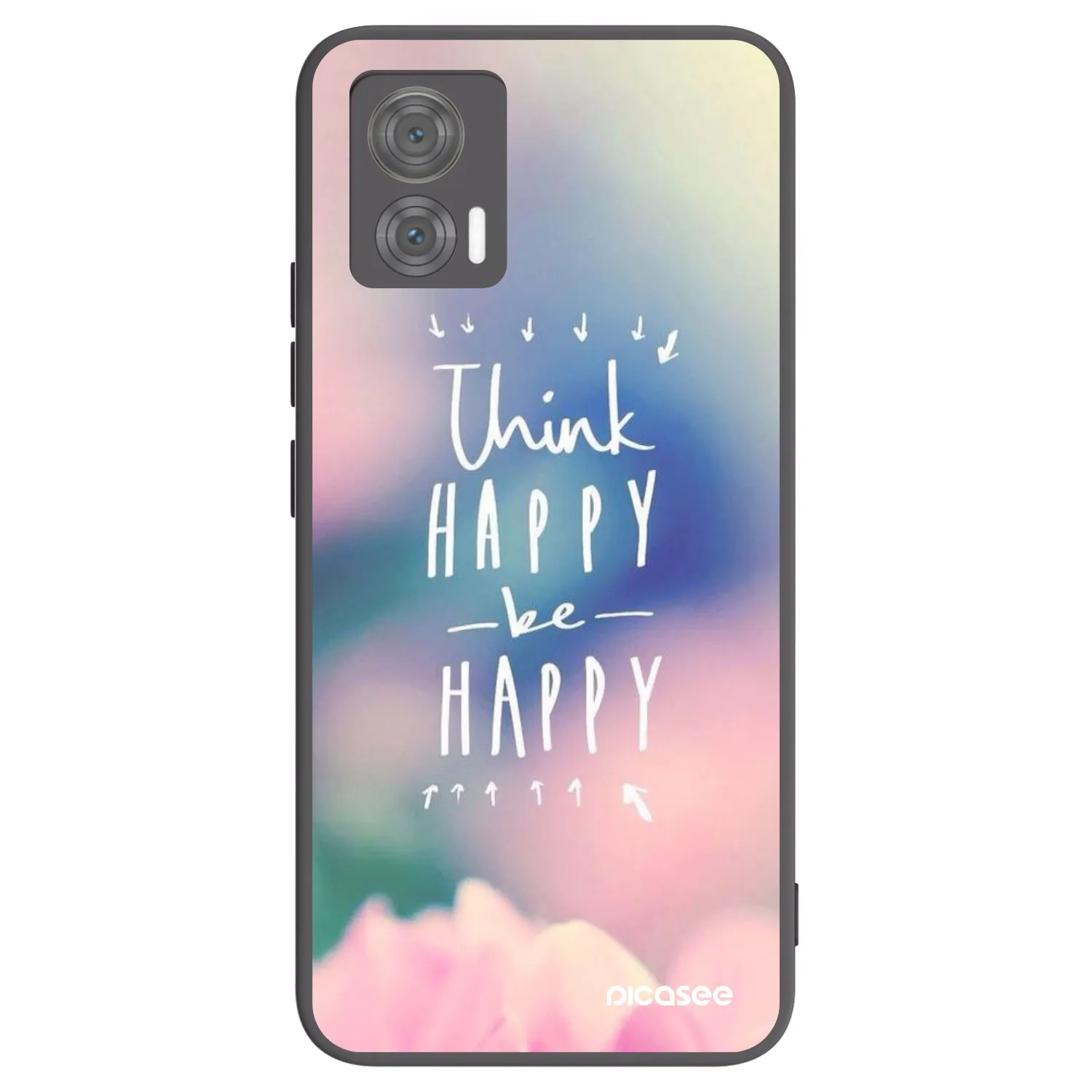 Picasee silikonowe czarne etui na Motorola Edge 30 Neo - Think happy be happy