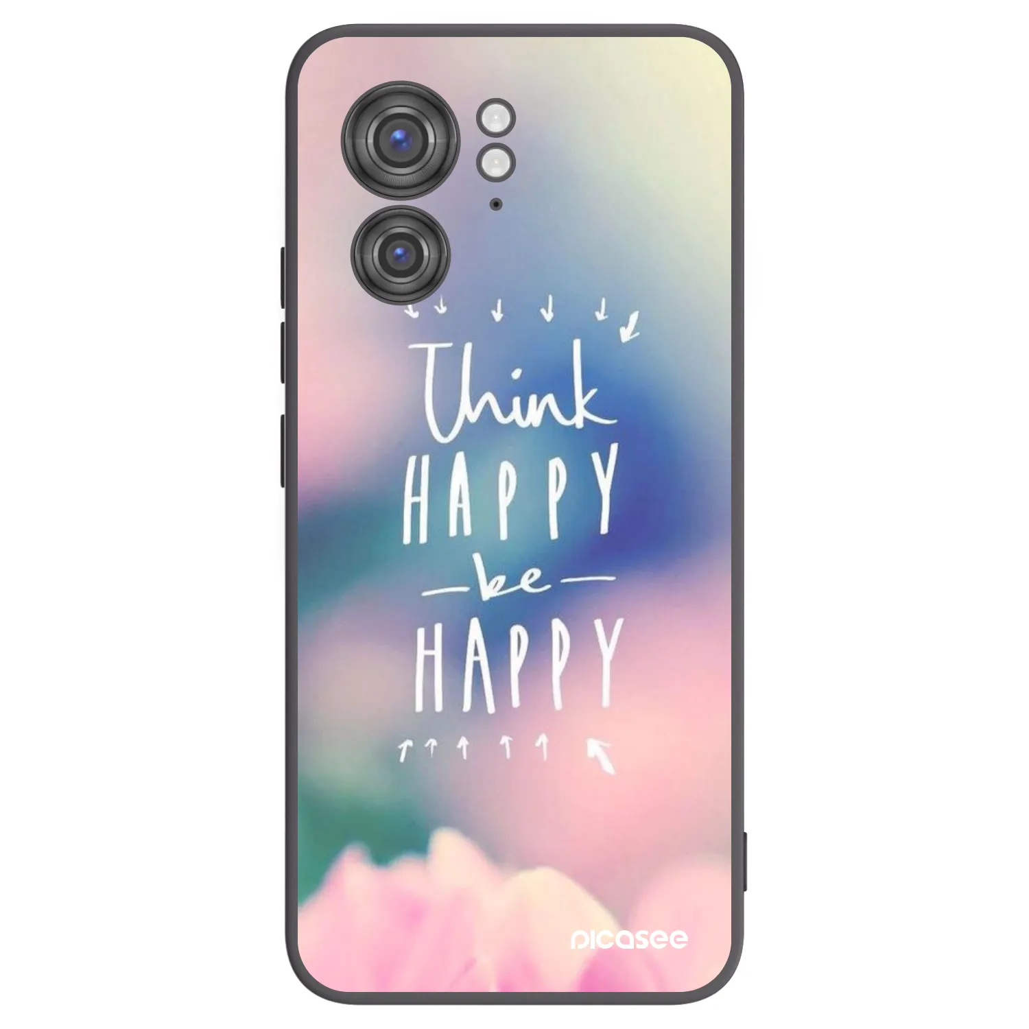 Picasee silikonowe czarne etui na Motorola Edge 40 - Think happy be happy