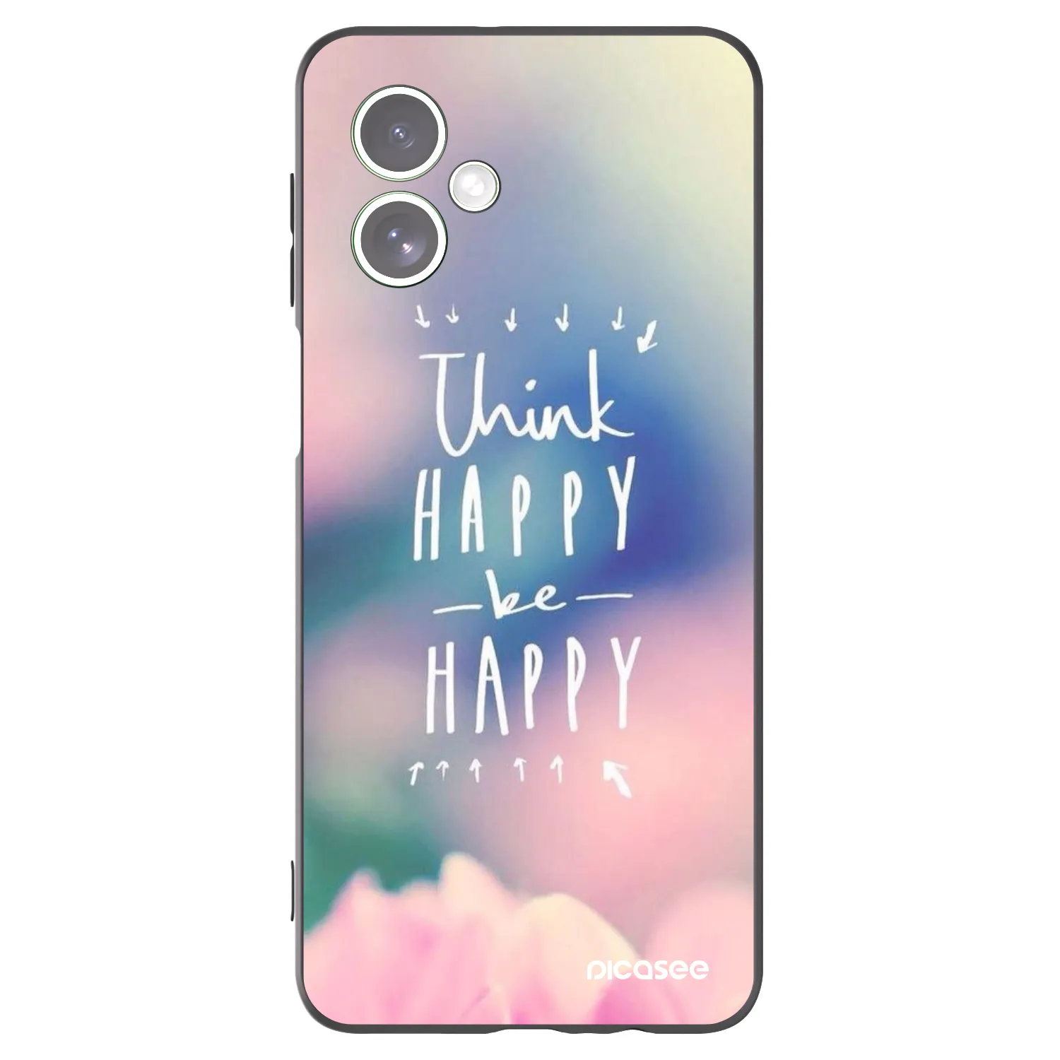Picasee silikonowe czarne etui na Motorola Moto G54 5G - Think happy be happy