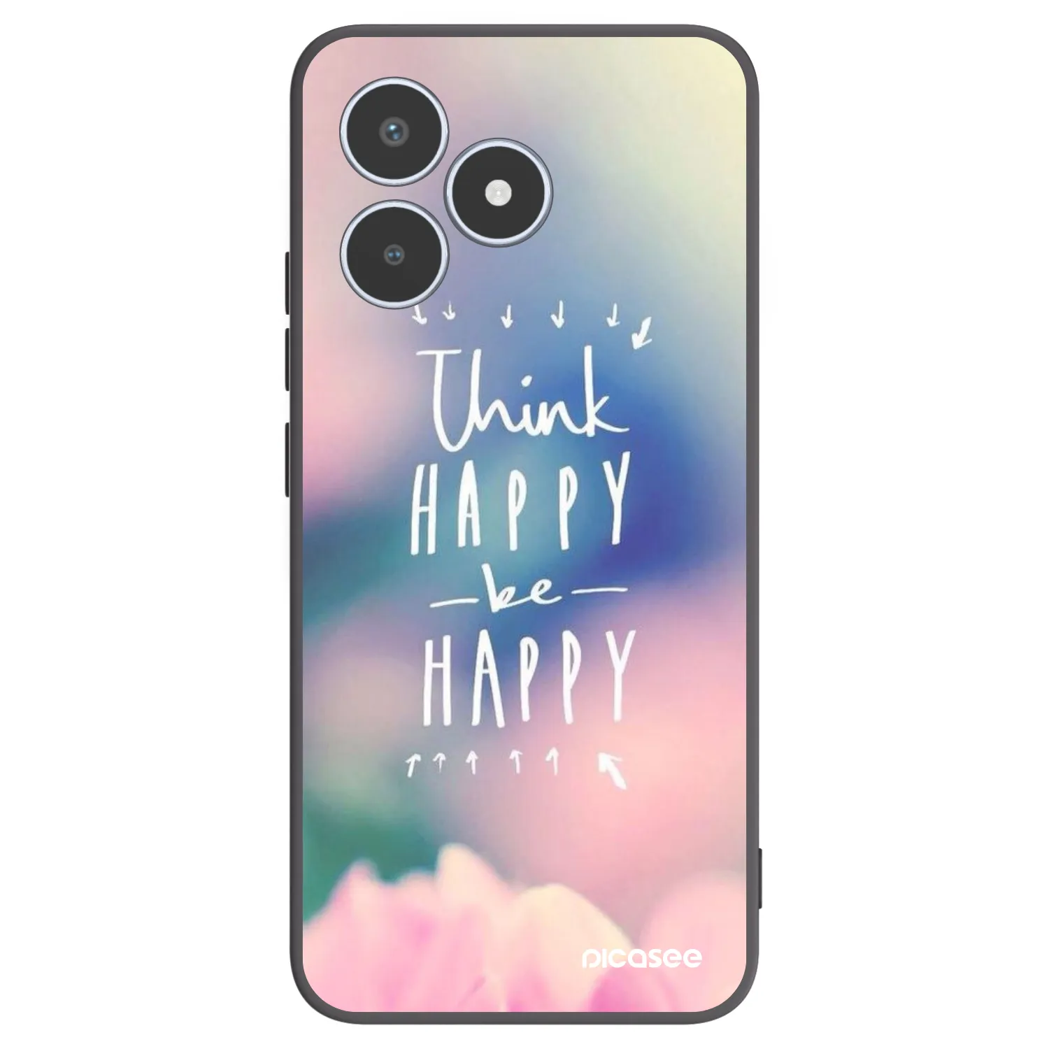 Picasee silikonowe czarne etui na Realme C53 - Think happy be happy