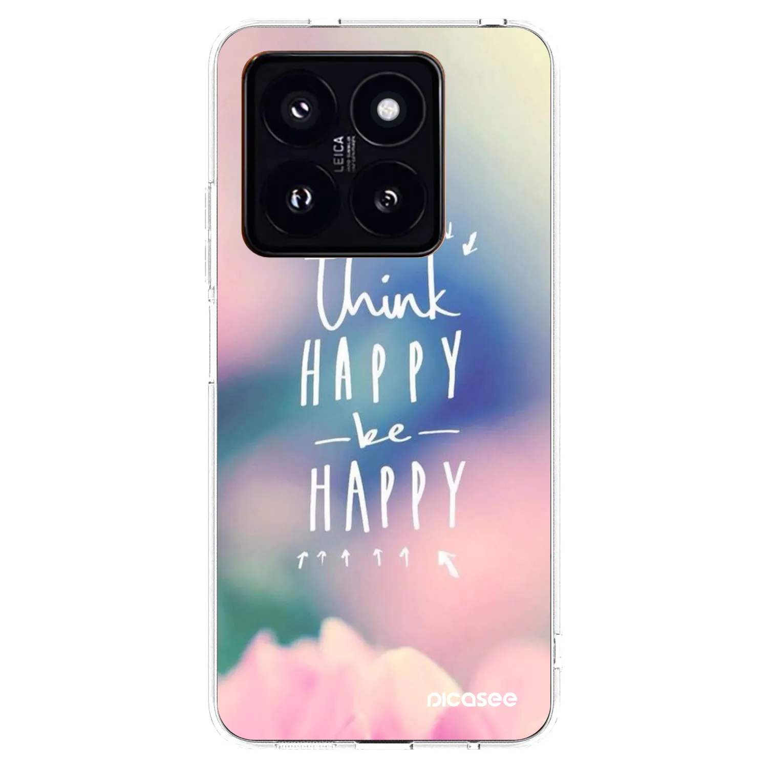 Picasee silikonowe przeźroczyste etui na Xiaomi 14 Pro - Think happy be happy