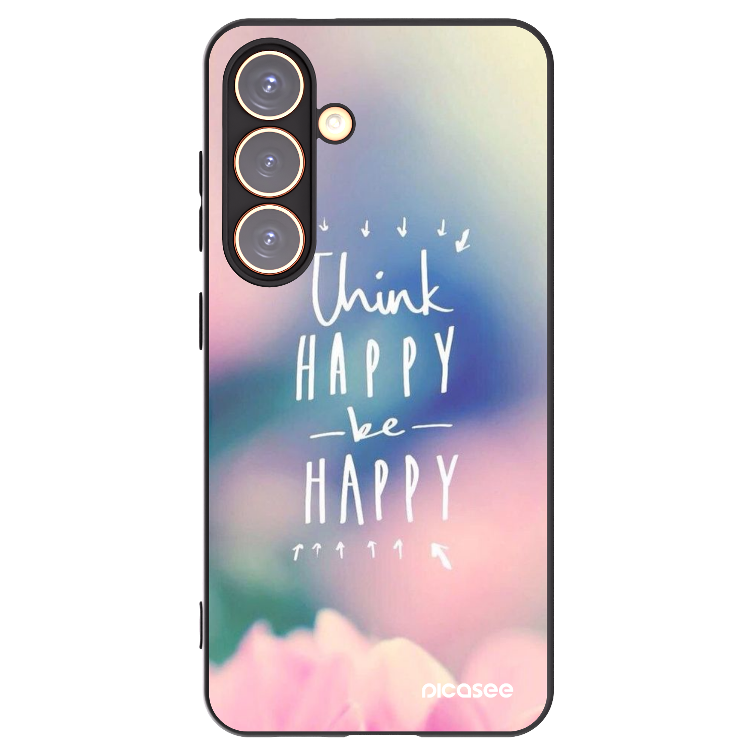 Picasee silikonowe czarne etui na Samsung Galaxy S24 S921B 5G - Think happy be happy