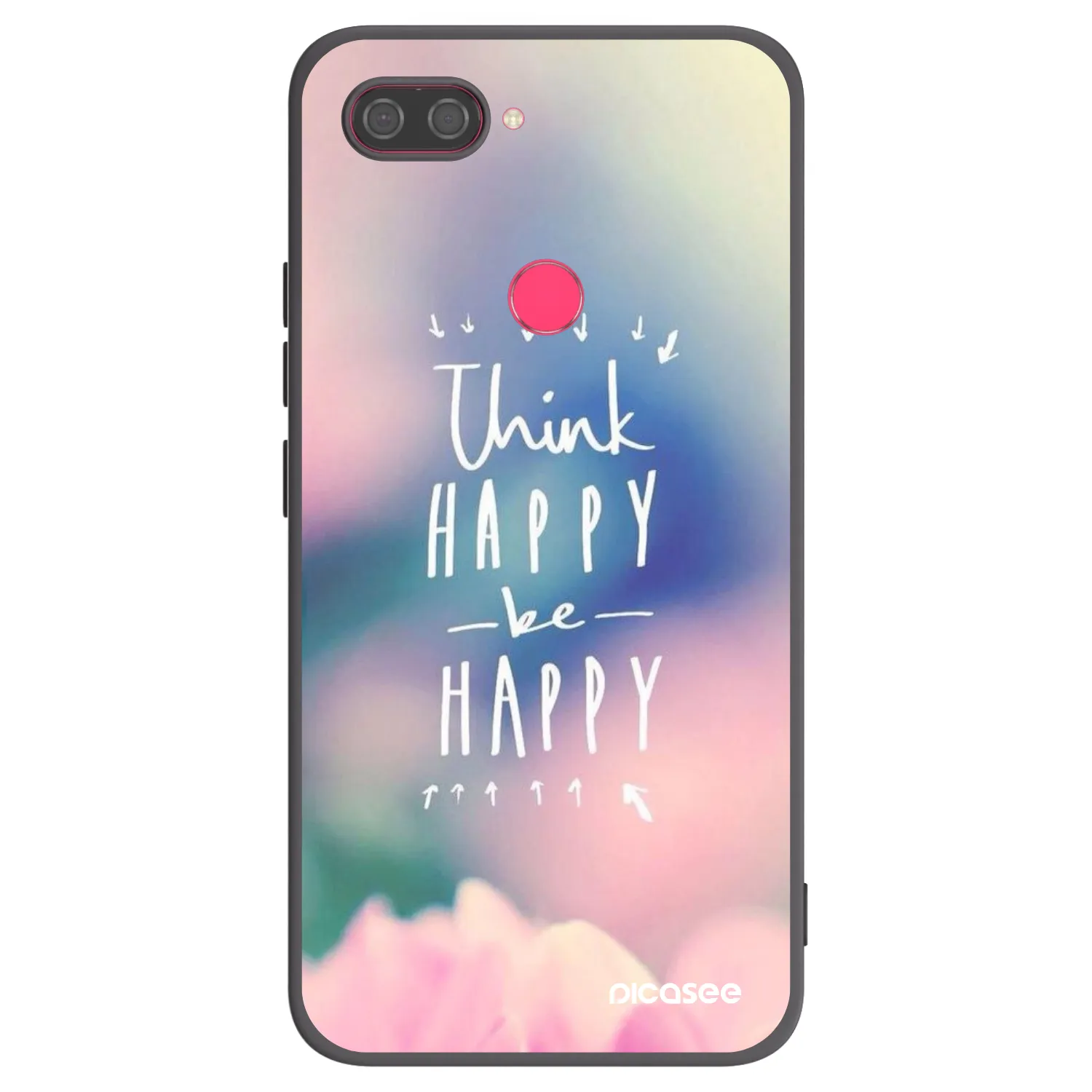Picasee silikonowe czarne etui na Xiaomi Mi 8 Lite - Think happy be happy