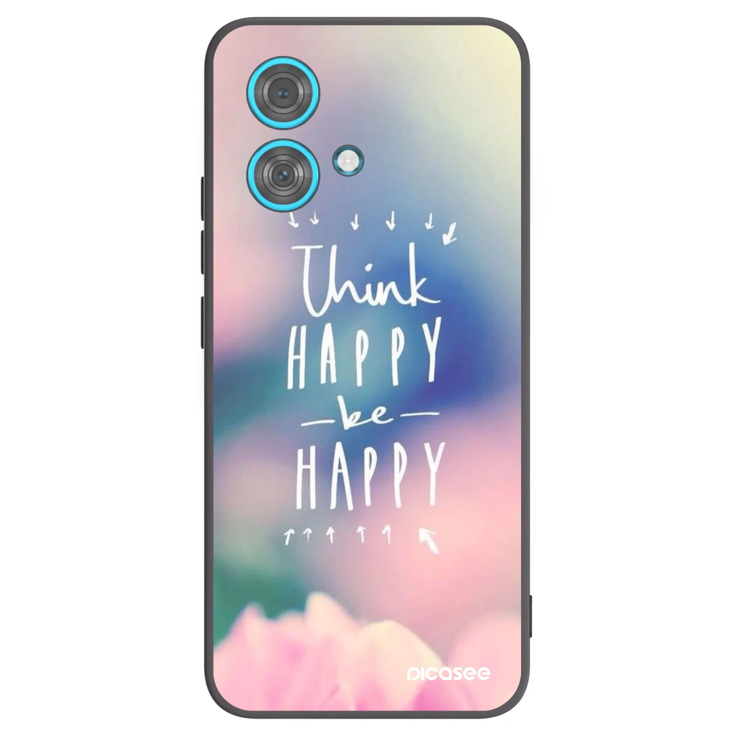 Picasee silikonowe czarne etui na Motorola Edge 40 Neo - Think happy be happy