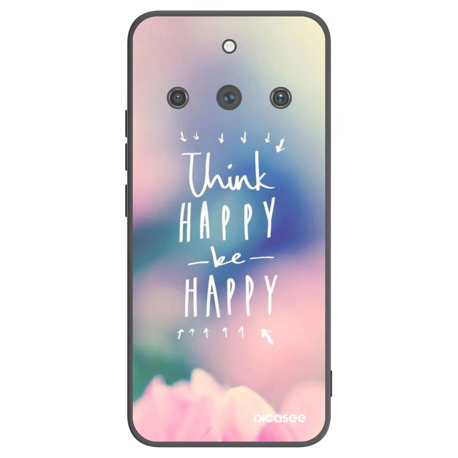 Picasee silikonowe czarne etui na Realme 11 Pro+ - Think happy be happy