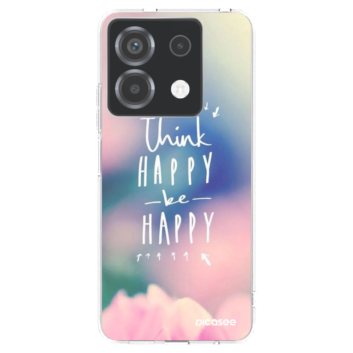 Picasee silikonowe przeźroczyste etui na Xiaomi Poco X6 - Think happy be happy