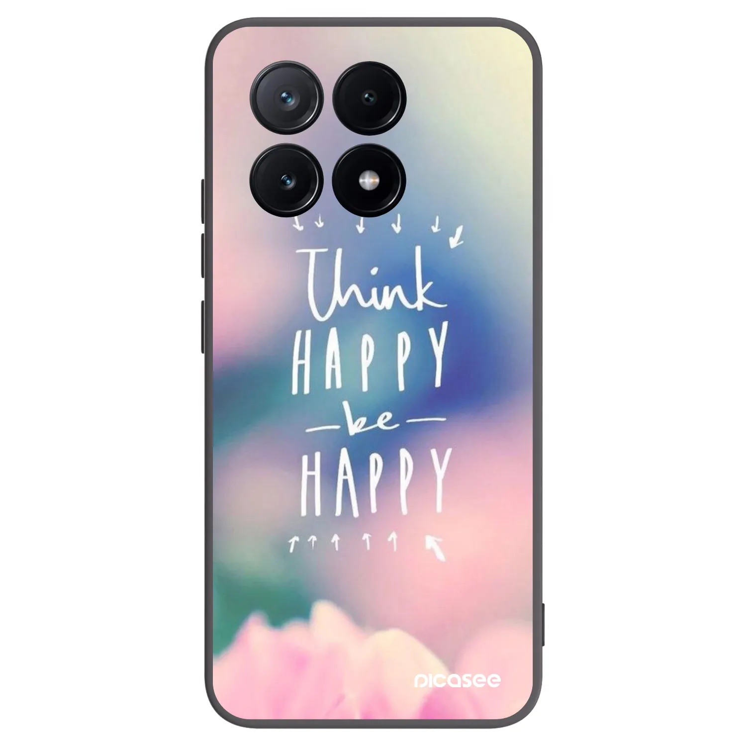 Picasee silikonowe czarne etui na Xiaomi Poco X6 Pro - Think happy be happy