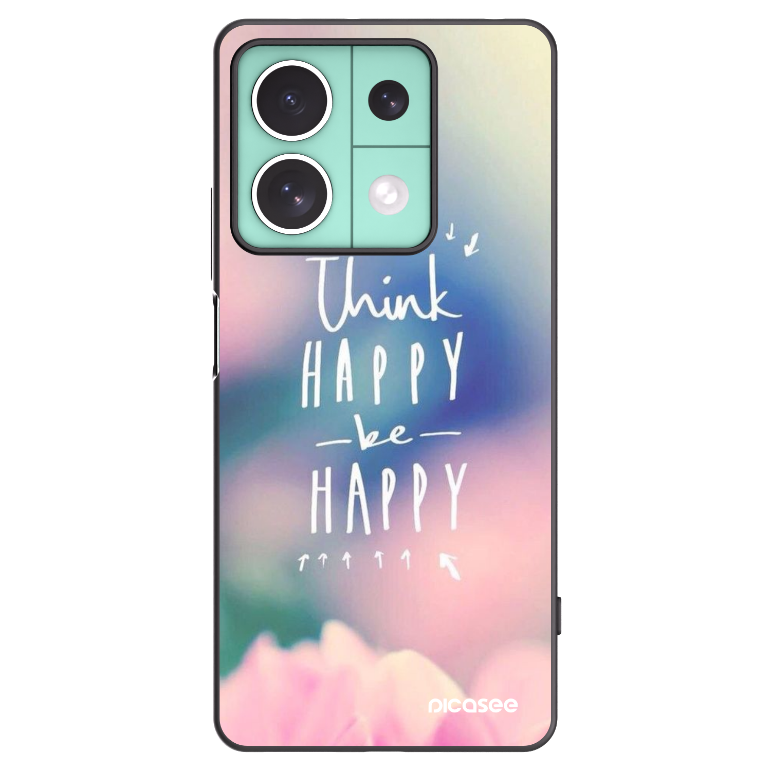 Picasee silikonowe czarne etui na Xiaomi Redmi Note 13 5G - Think happy be happy