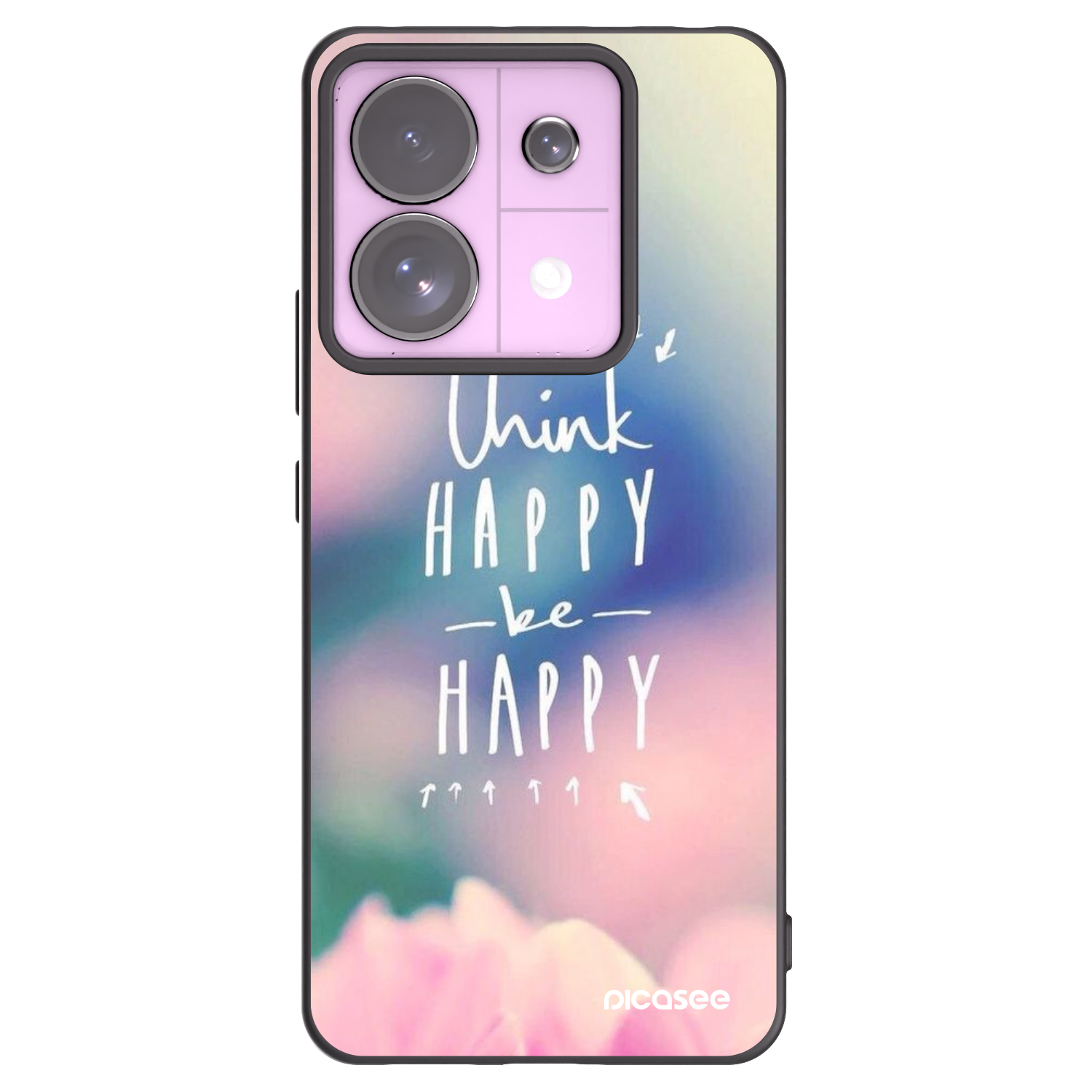 Picasee silikonowe czarne etui na Xiaomi Redmi Note 13 Pro 5G - Think happy be happy