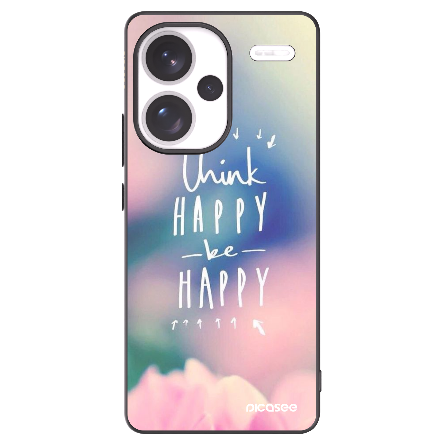 Picasee silikonowe czarne etui na Xiaomi Redmi Note 13 Pro+ 5G - Think happy be happy