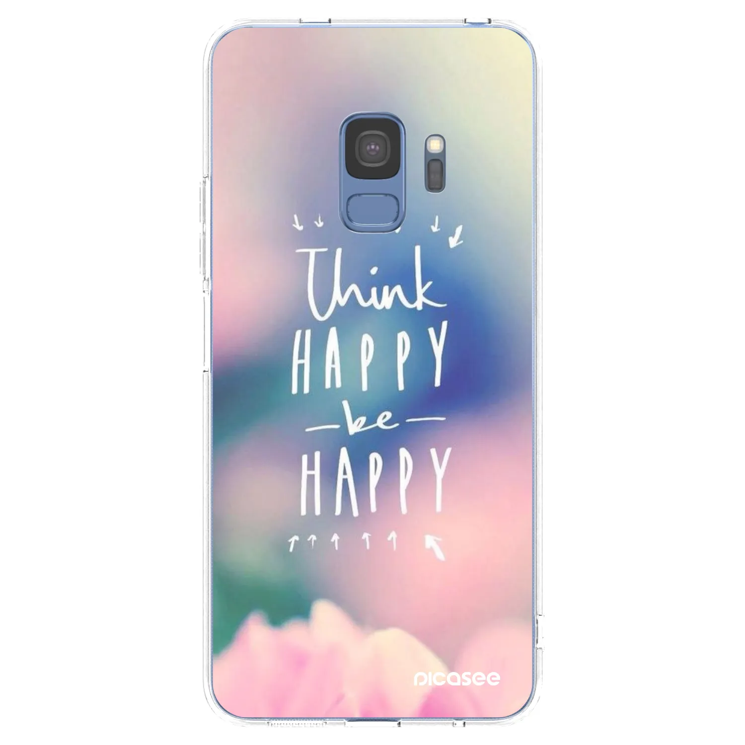 Picasee silikonowe przeźroczyste etui na Samsung Galaxy S9 G960F - Think happy be happy