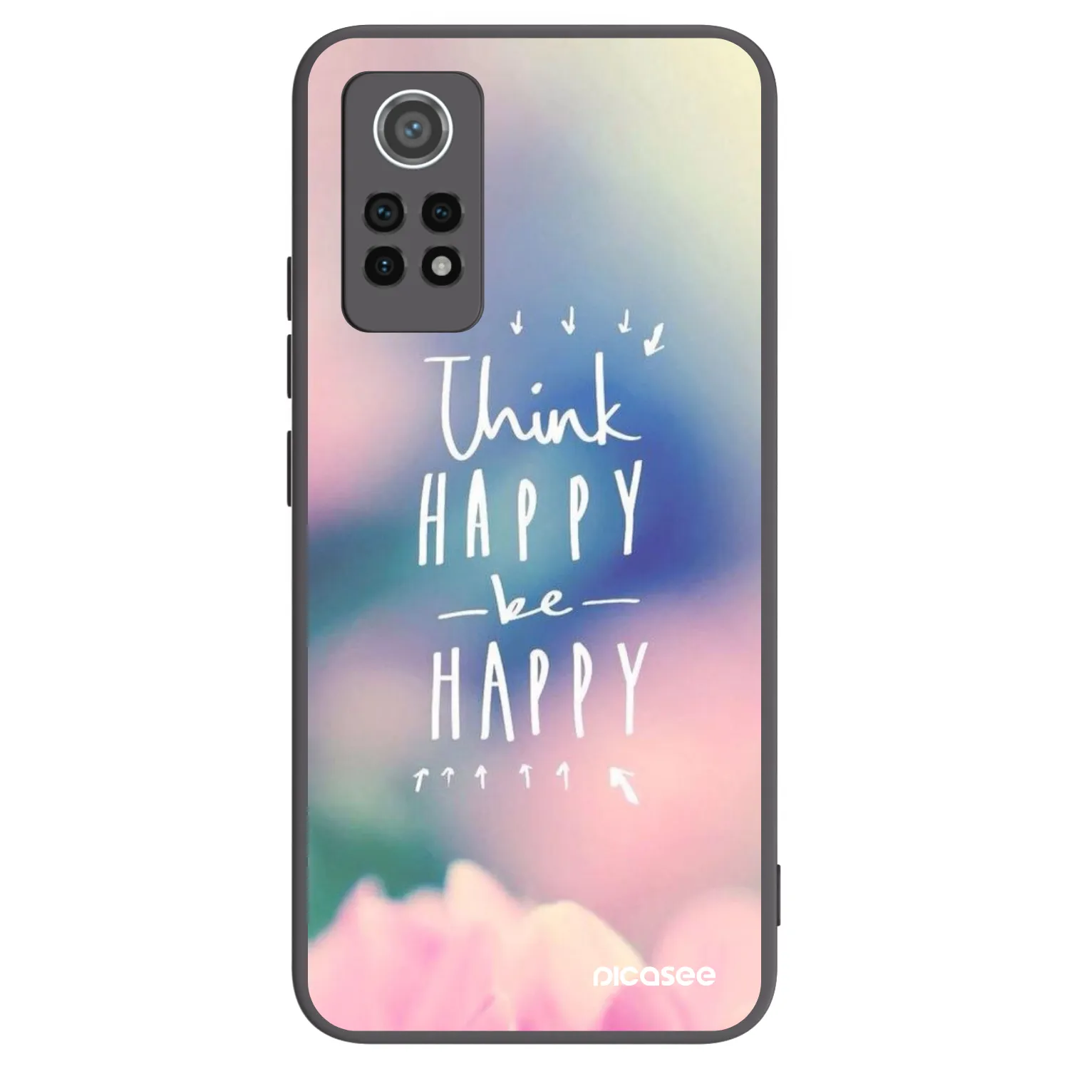Picasee silikonowe czarne etui na Xiaomi Redmi Note 12 Pro 4G - Think happy be happy