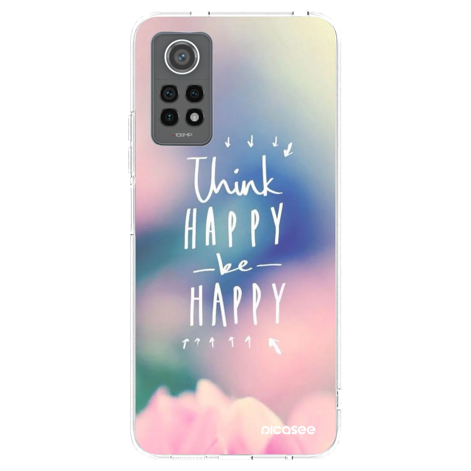 Picasee silikonowe przeźroczyste etui na Xiaomi Redmi Note 12 Pro 4G - Think happy be happy