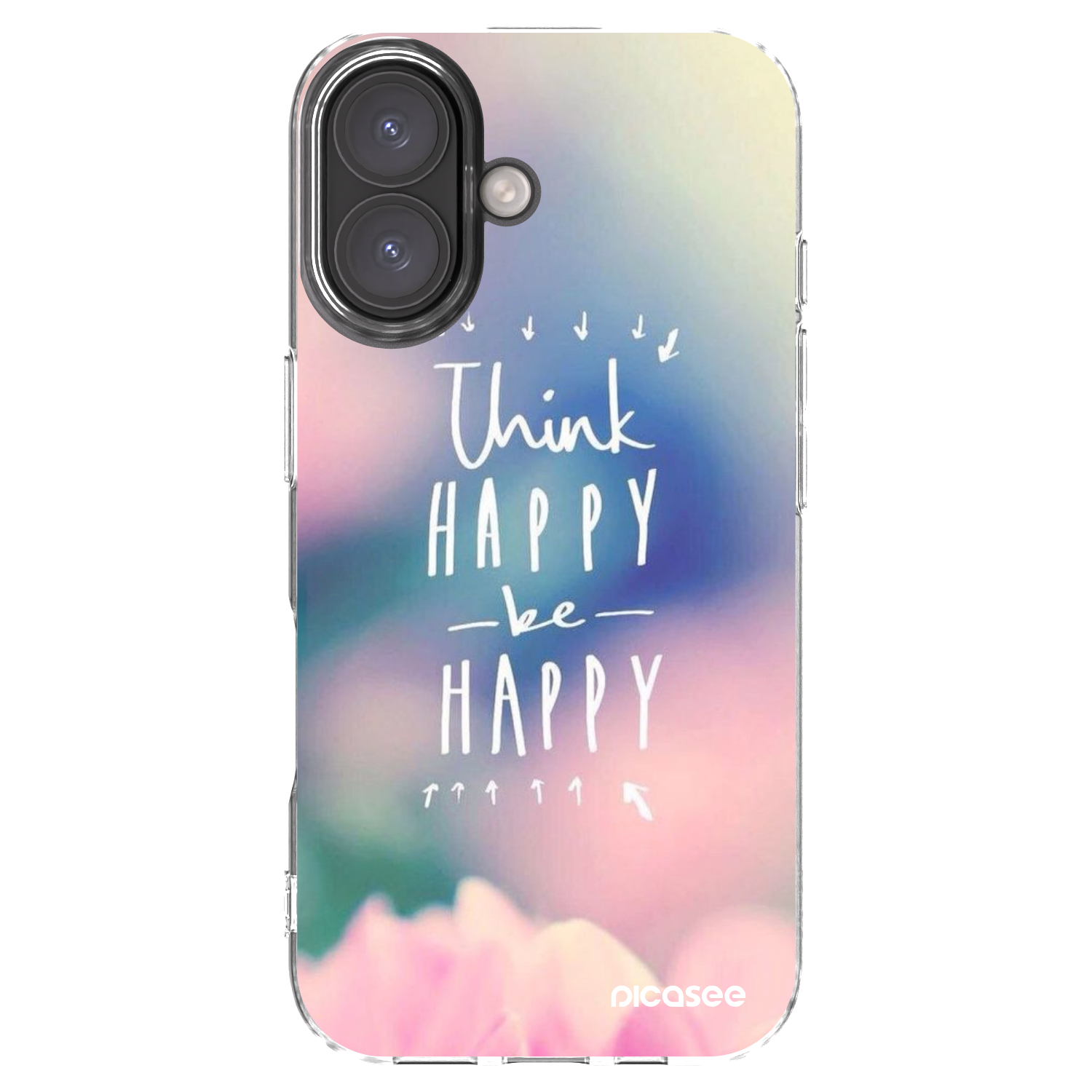 Picasee silikonowe przeźroczyste etui na Apple iPhone 16 - Think happy be happy