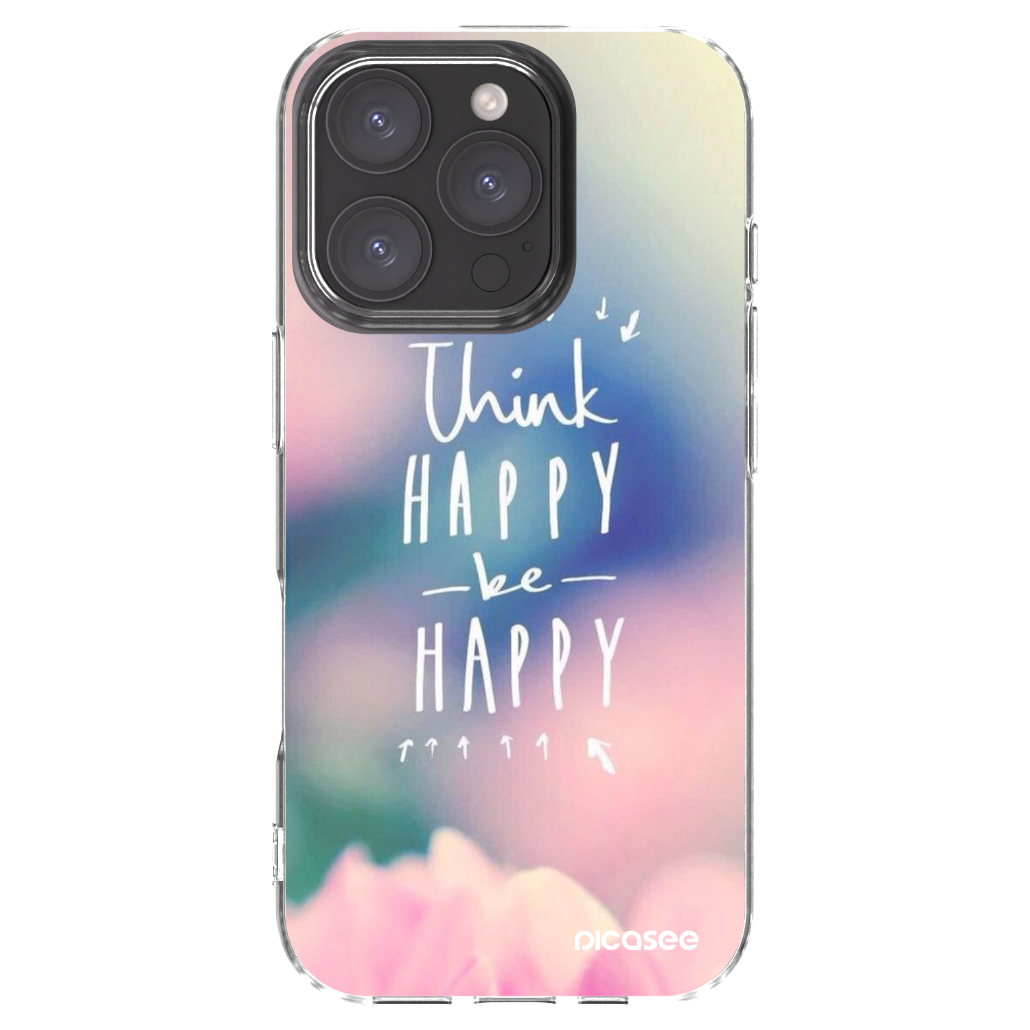Picasee silikonowe przeźroczyste etui na Apple iPhone 16 Pro - Think happy be happy