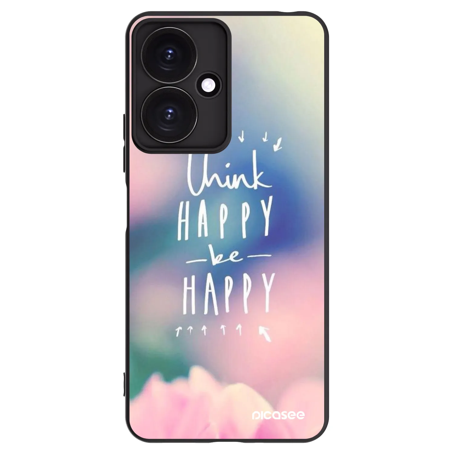 Picasee silikonowe czarne etui na Xiaomi Redmi 13C 5G - Think happy be happy