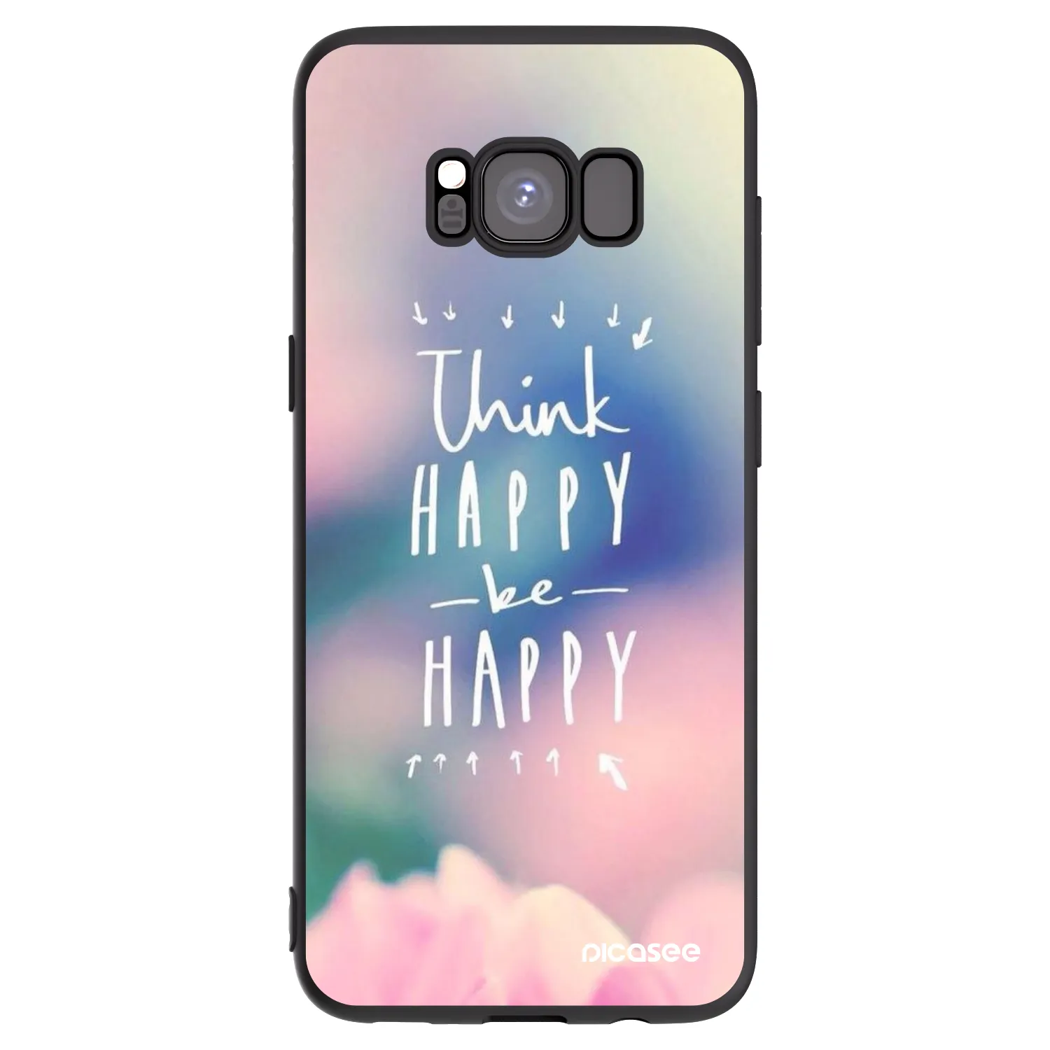 Picasee silikonowe czarne etui na Samsung Galaxy S8 G950F - Think happy be happy