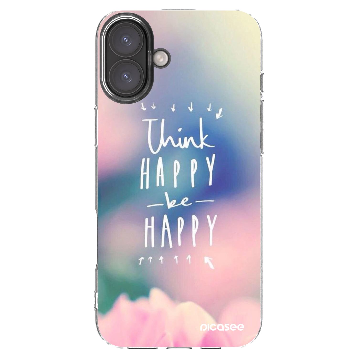 Picasee silikonowe przeźroczyste etui na Apple iPhone 16 Plus - Think happy be happy
