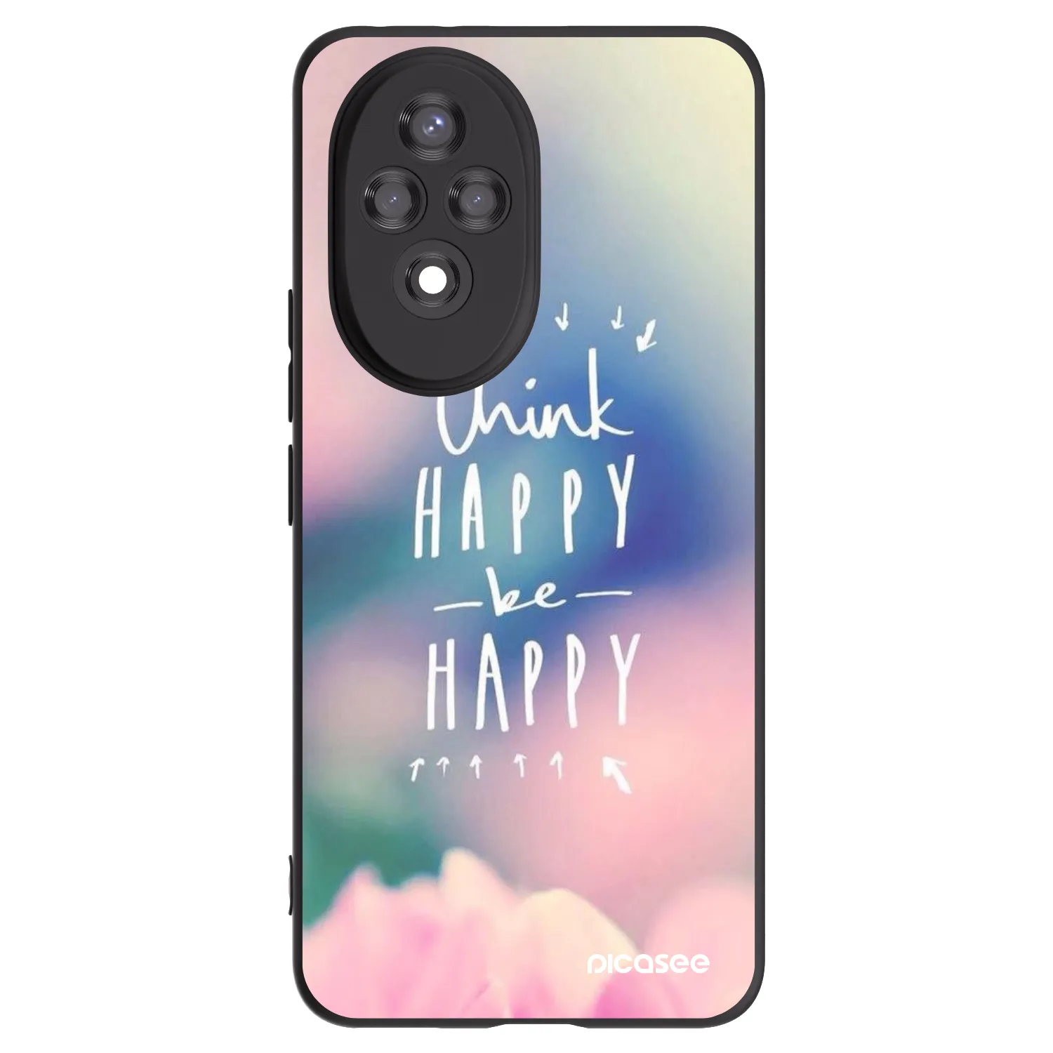 Picasee silikonowe czarne etui na Honor 200 5G - Think happy be happy