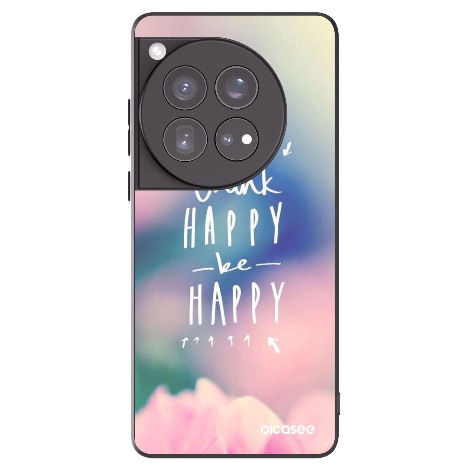 Picasee silikonowe czarne etui na OnePlus 12 5G - Think happy be happy