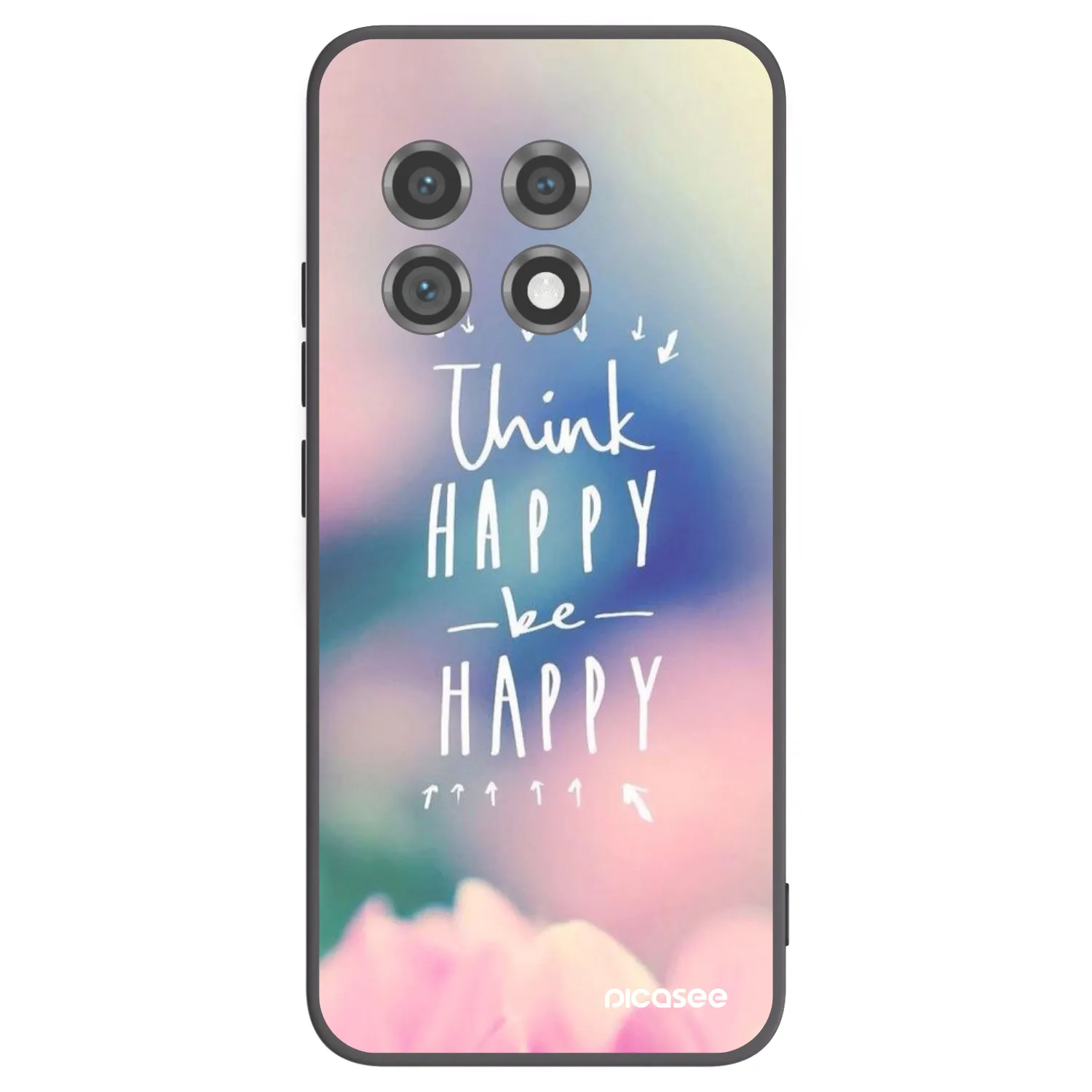 Picasee silikonowe czarne etui na OnePlus 11 5G - Think happy be happy
