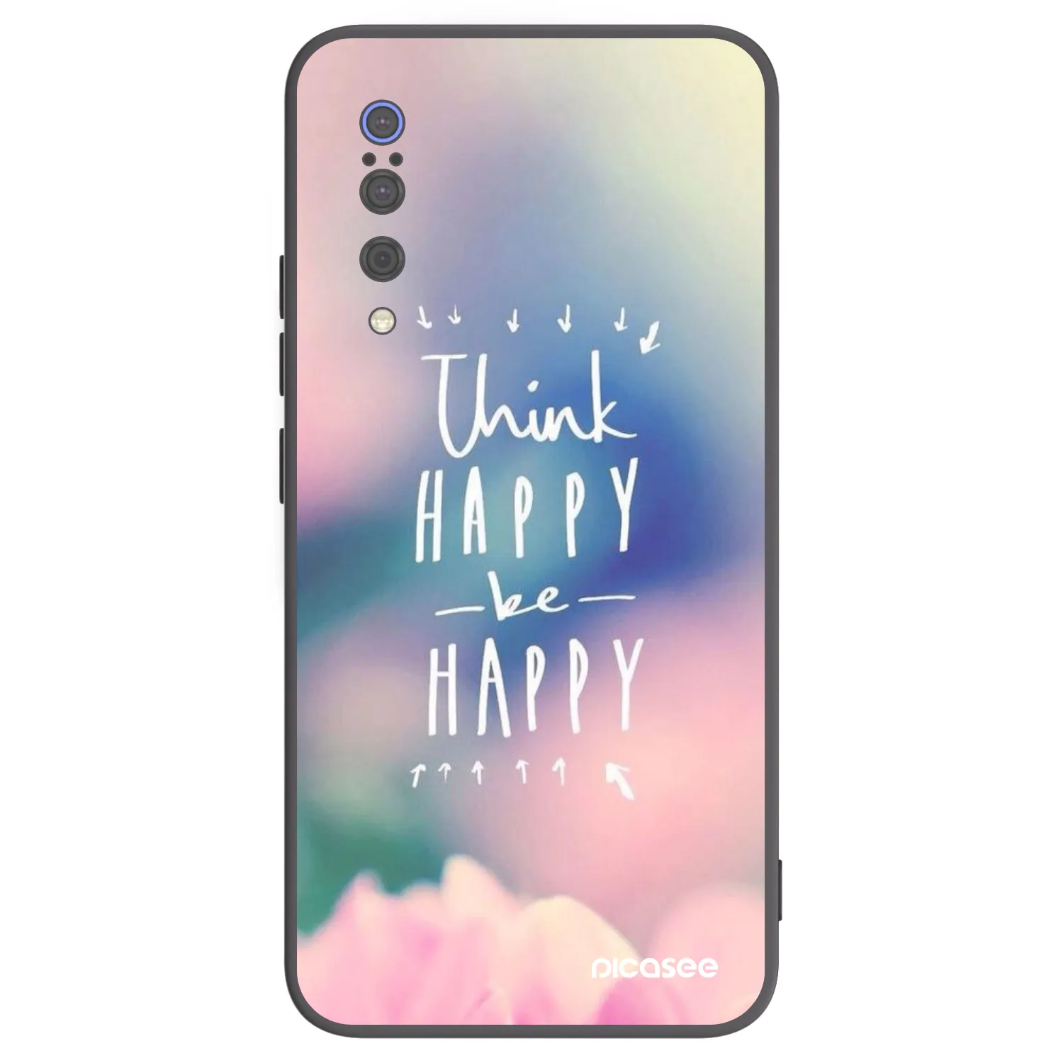 Picasee silikonowe czarne etui na Xiaomi Mi 9 - Think happy be happy
