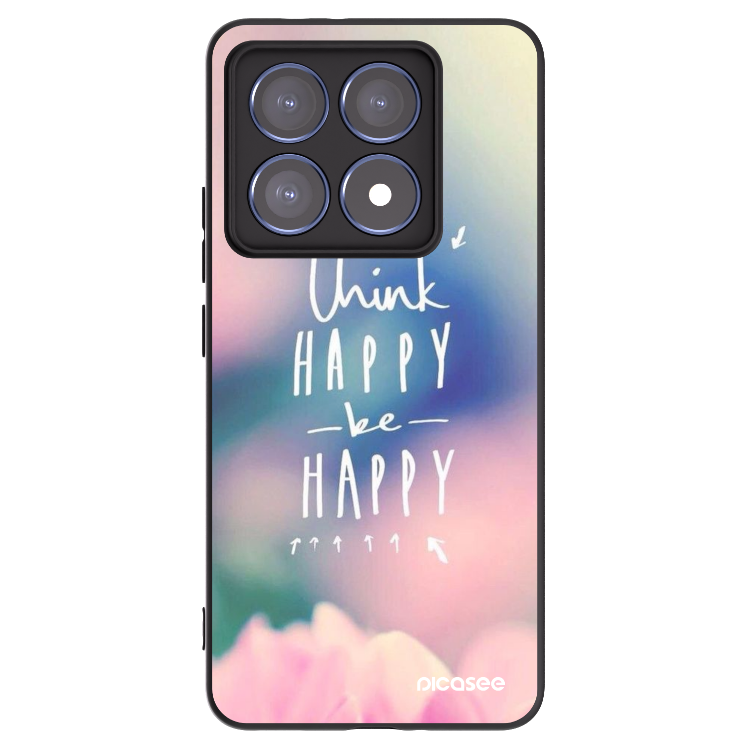 Picasee silikonowe czarne etui na Xiaomi 14T Pro - Think happy be happy