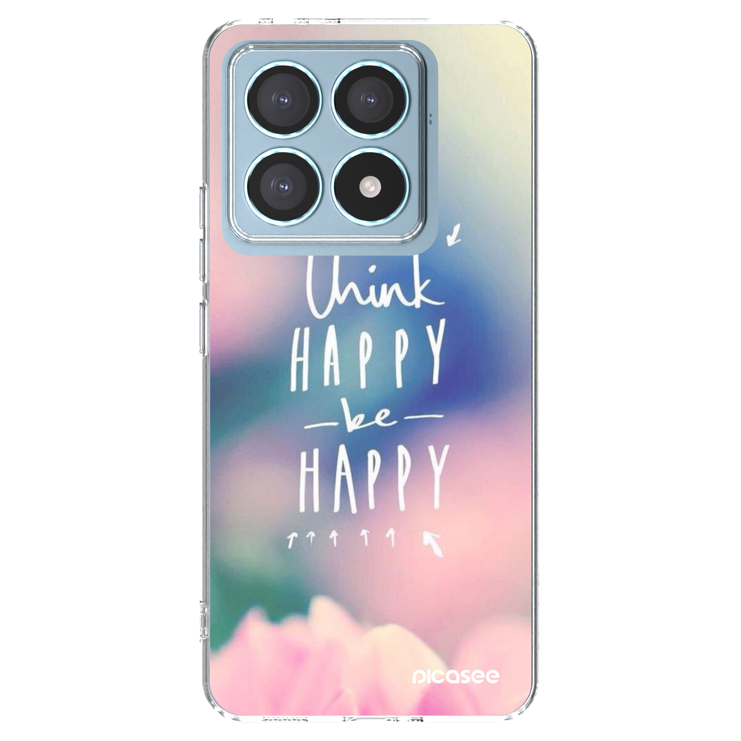 Picasee silikonowe przeźroczyste etui na Xiaomi 14T Pro - Think happy be happy