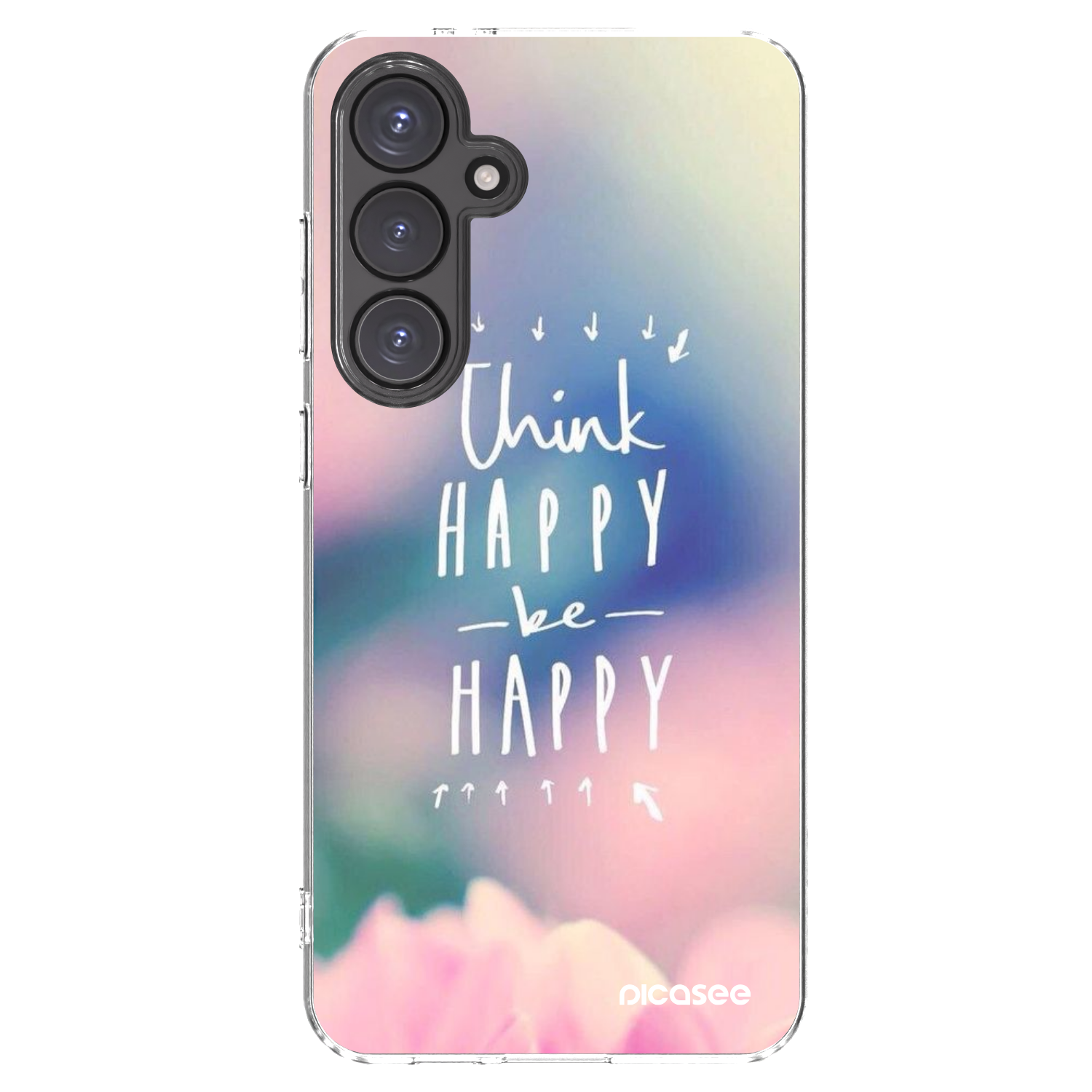 Picasee silikonowe przeźroczyste etui na Samsung Galaxy S24 FE S721B - Think happy be happy