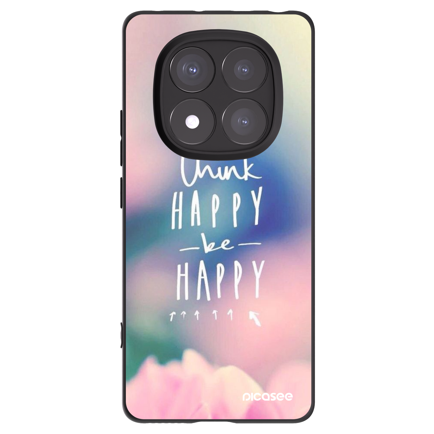 Picasee silikonowe czarne etui na Xiaomi Redmi Note 14 Pro 5G - Think happy be happy