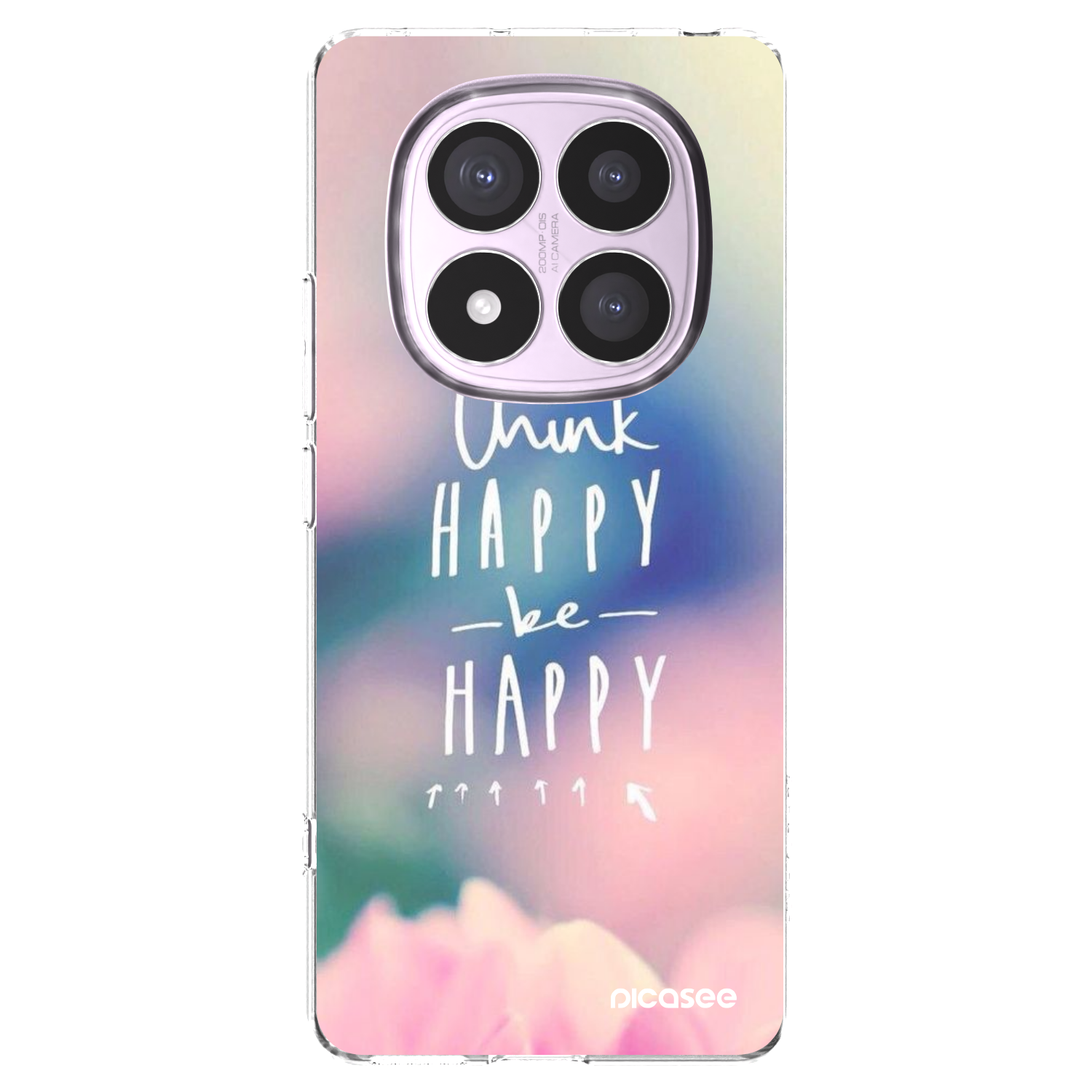 Picasee silikonowe przeźroczyste etui na Xiaomi Redmi Note 14 Pro 5G - Think happy be happy