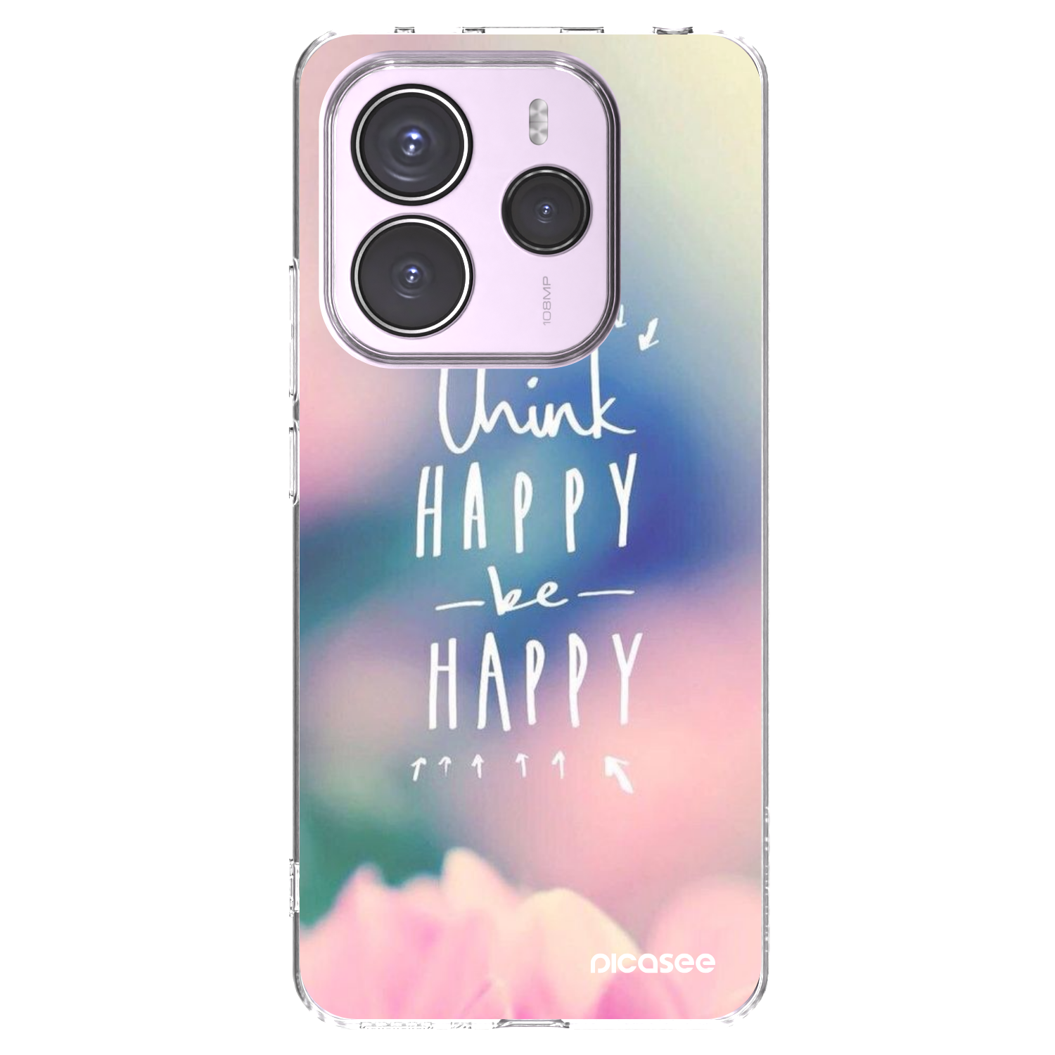 Picasee silikonowe przeźroczyste etui na Xiaomi Redmi Note 14 5G - Think happy be happy