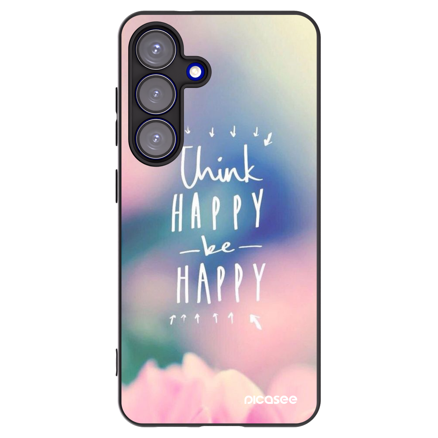 Picasee silikonowe czarne etui na Samsung Galaxy S25 5G - Think happy be happy