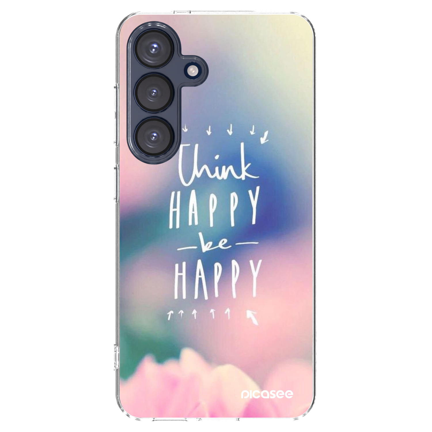 Picasee silikonowe przeźroczyste etui na Samsung Galaxy S25 5G - Think happy be happy