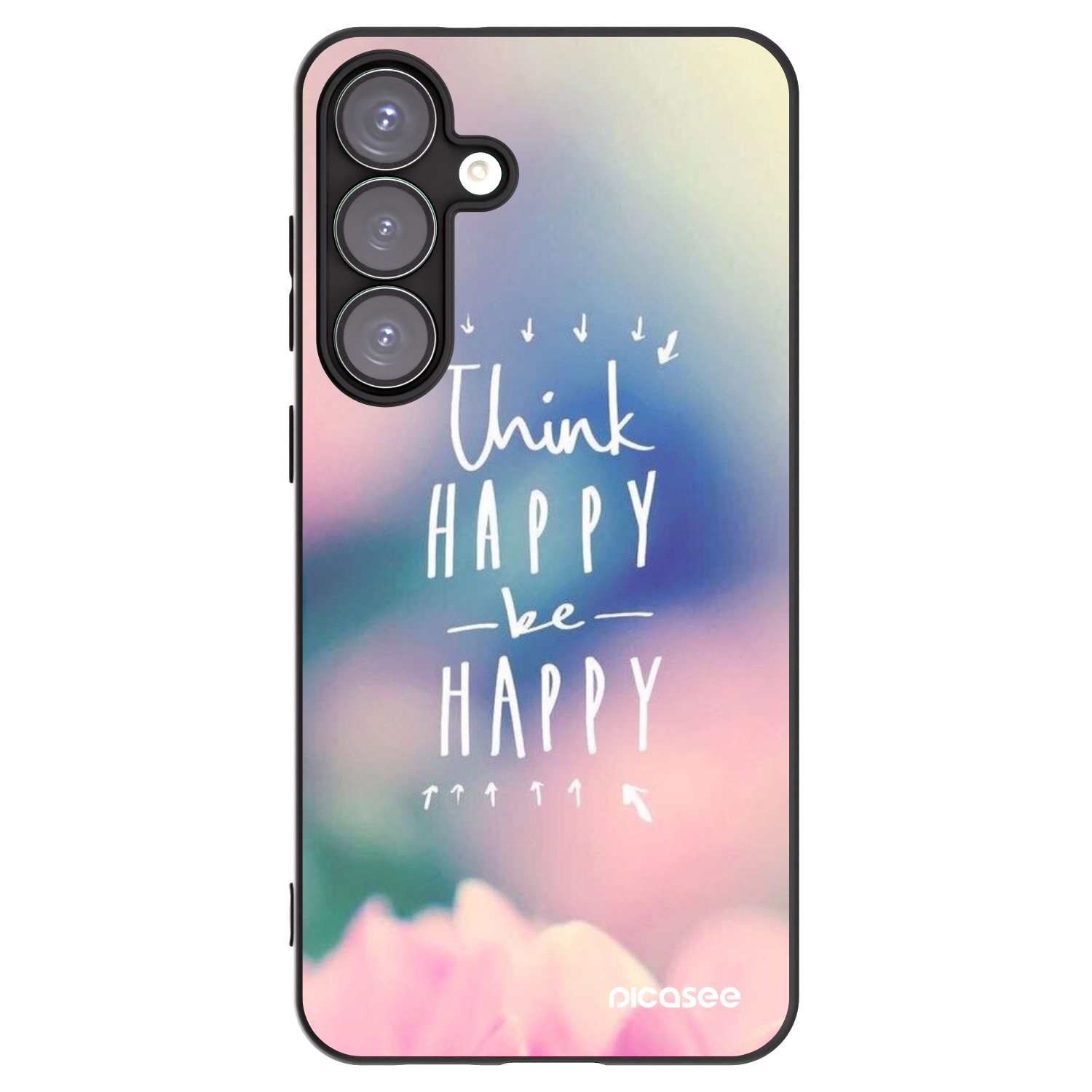 Picasee silikonowe czarne etui na Samsung Galaxy S25+ 5G - Think happy be happy