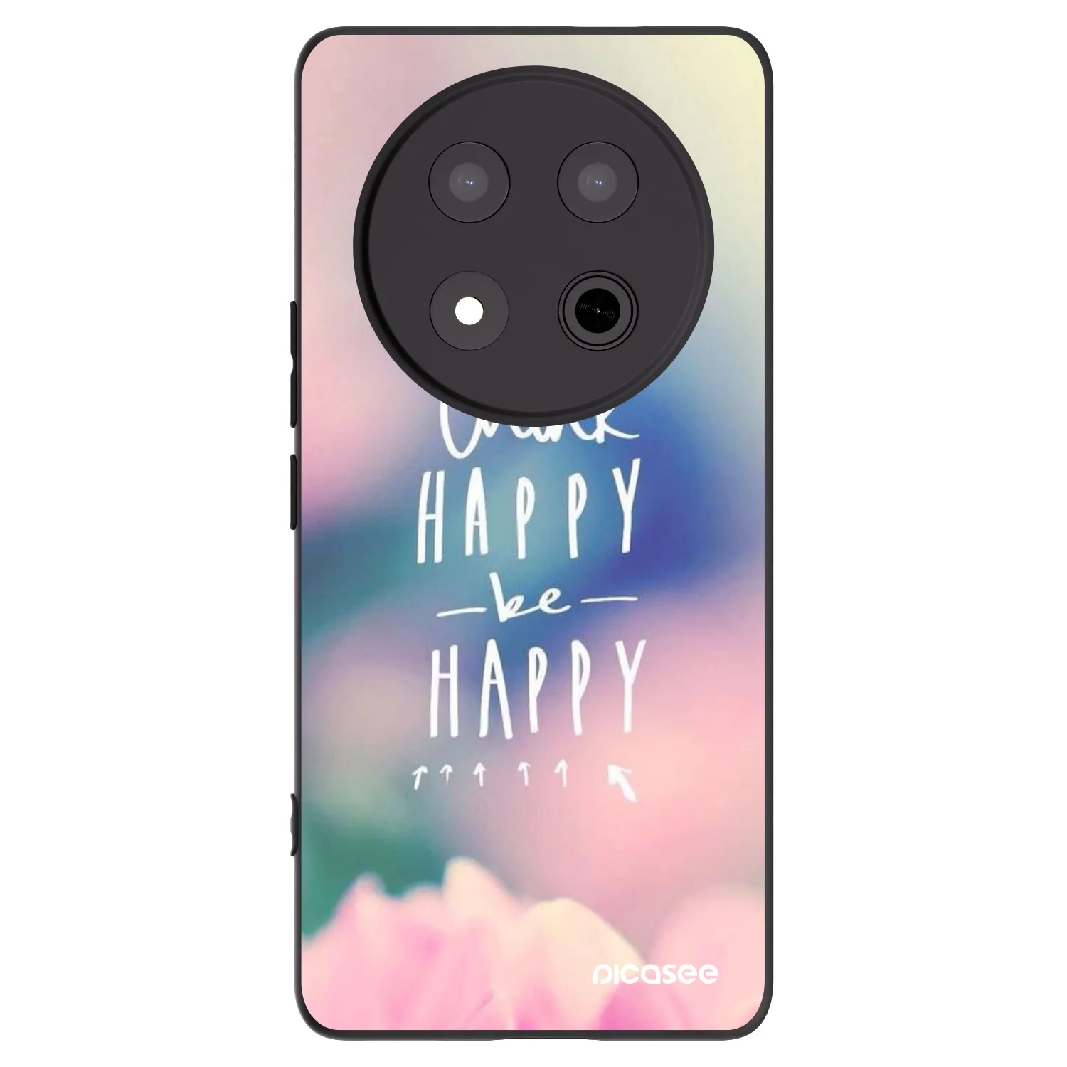 Picasee silikonowe czarne etui na Honor Magic7 Lite 5G - Think happy be happy