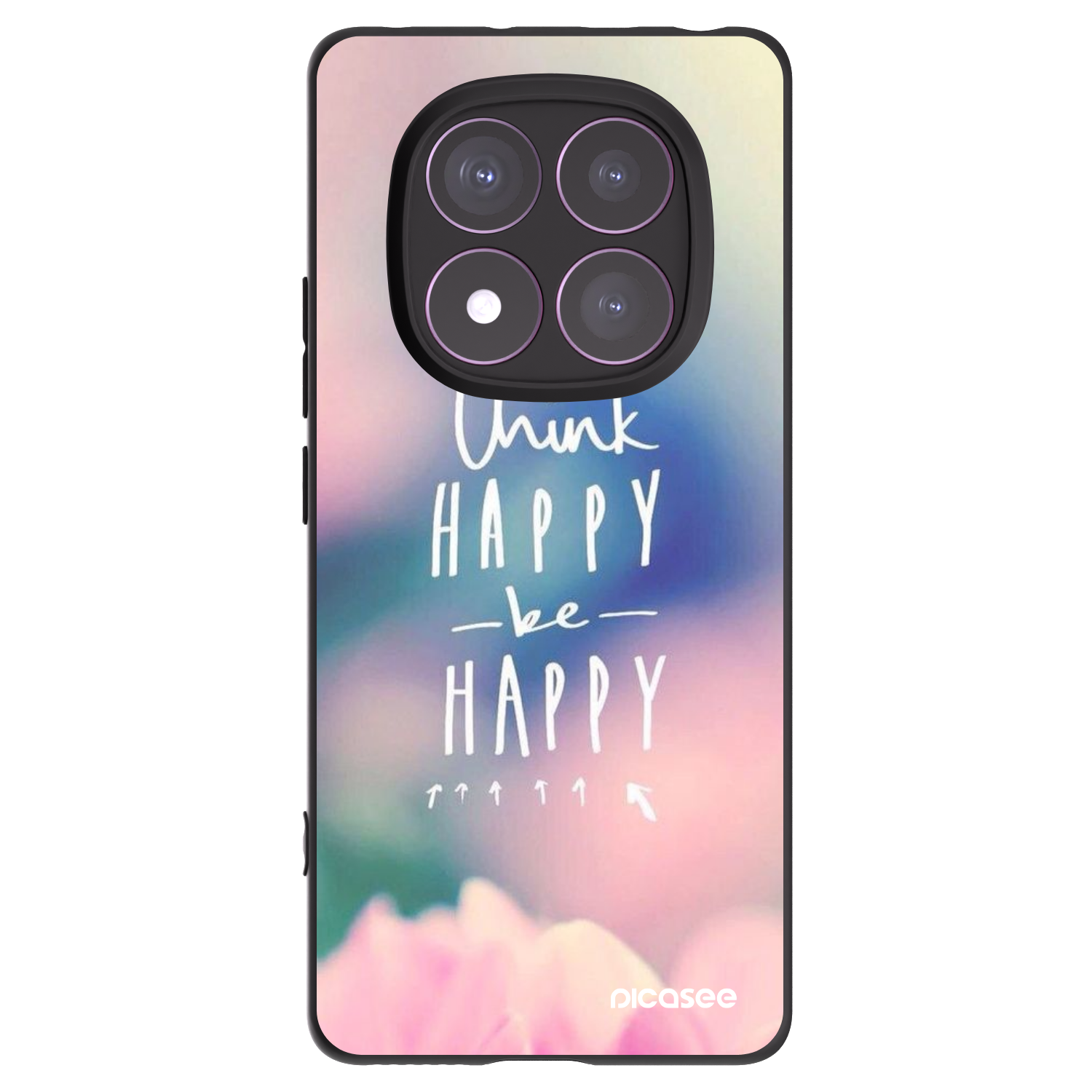 Picasee silikonowe czarne etui na Xiaomi Redmi Note 14 Pro 4G - Think happy be happy